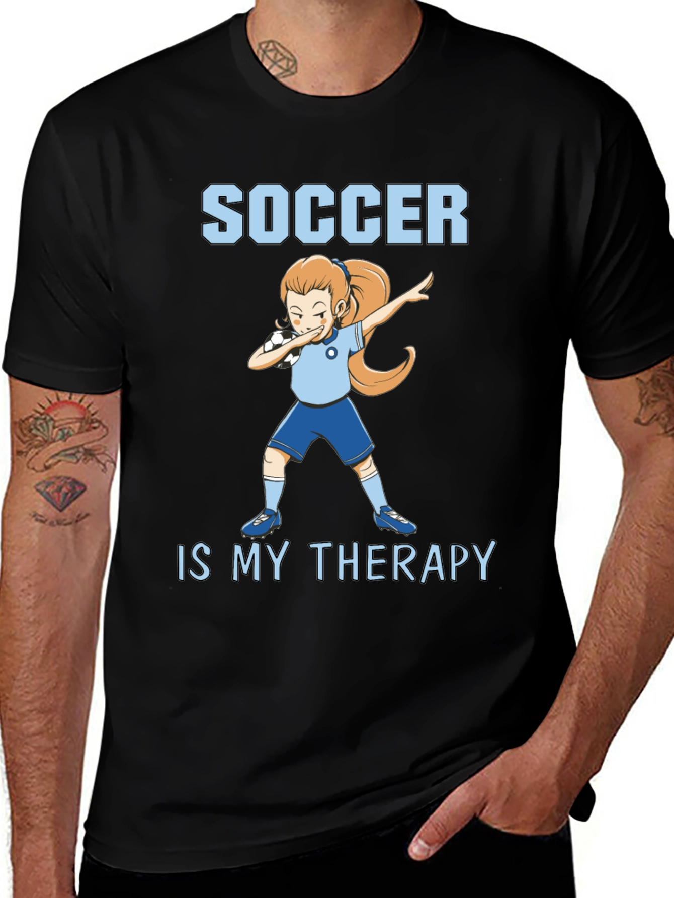 Variant 10 of Soccer Is My Therapy T-Shirt - Black Graphic Tee
