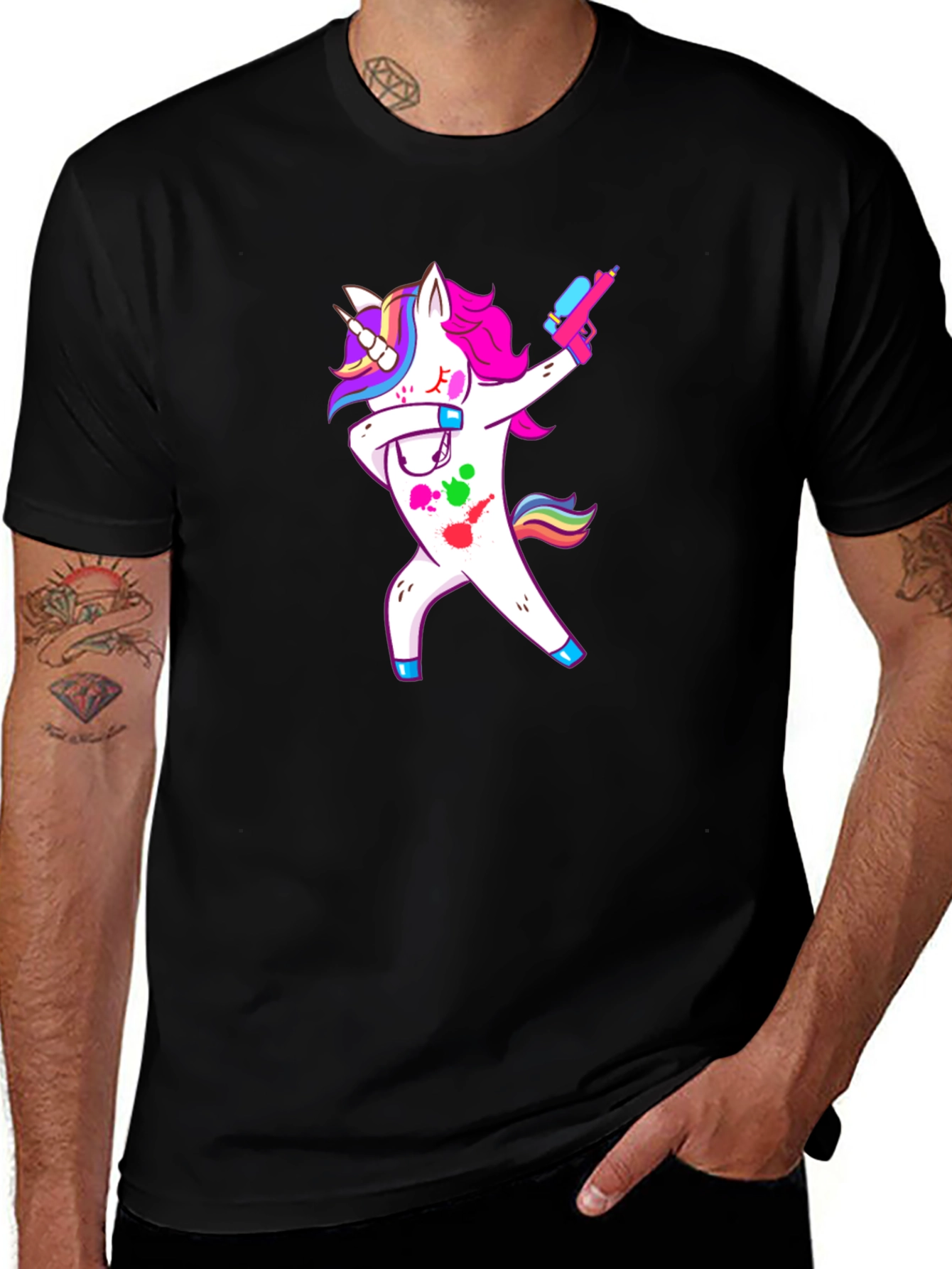 Variant 27 of Unicorn Dab Water Gun Black T-Shirt
