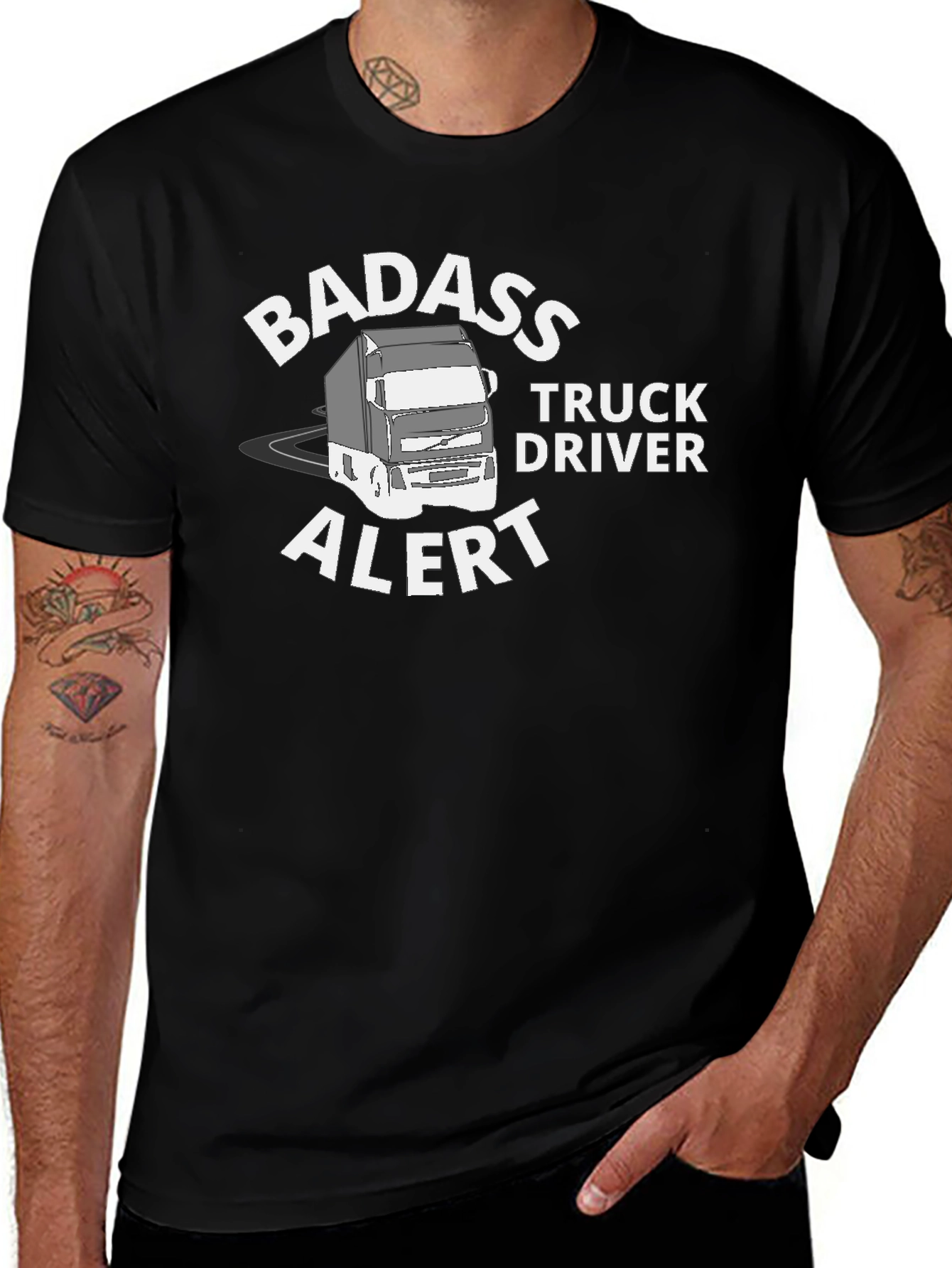 Variant 23 of Badass Truck Driver Tee - Black
