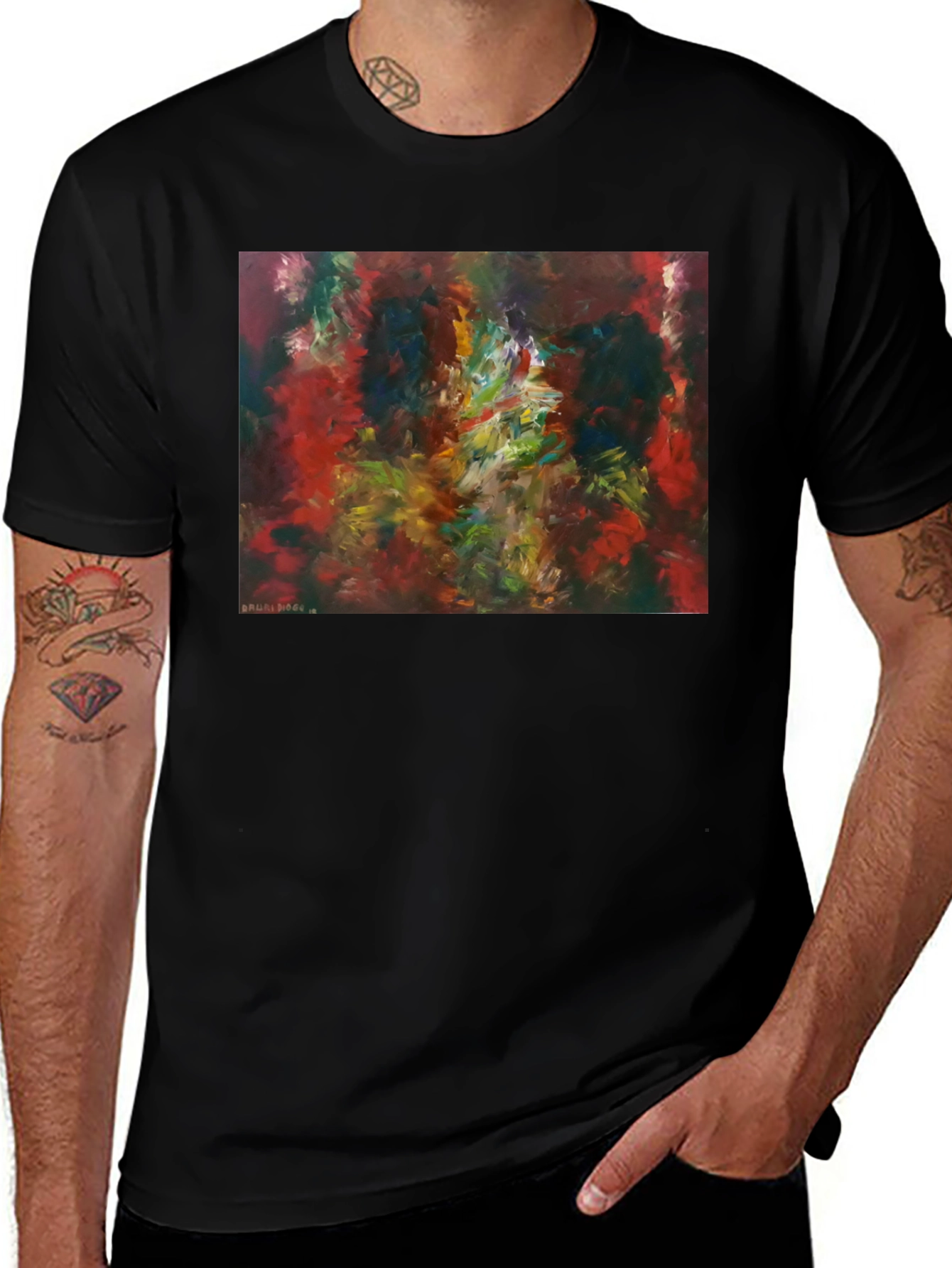 Variant 26 of Abstract Art T-Shirt - Colorful Impressionist Design