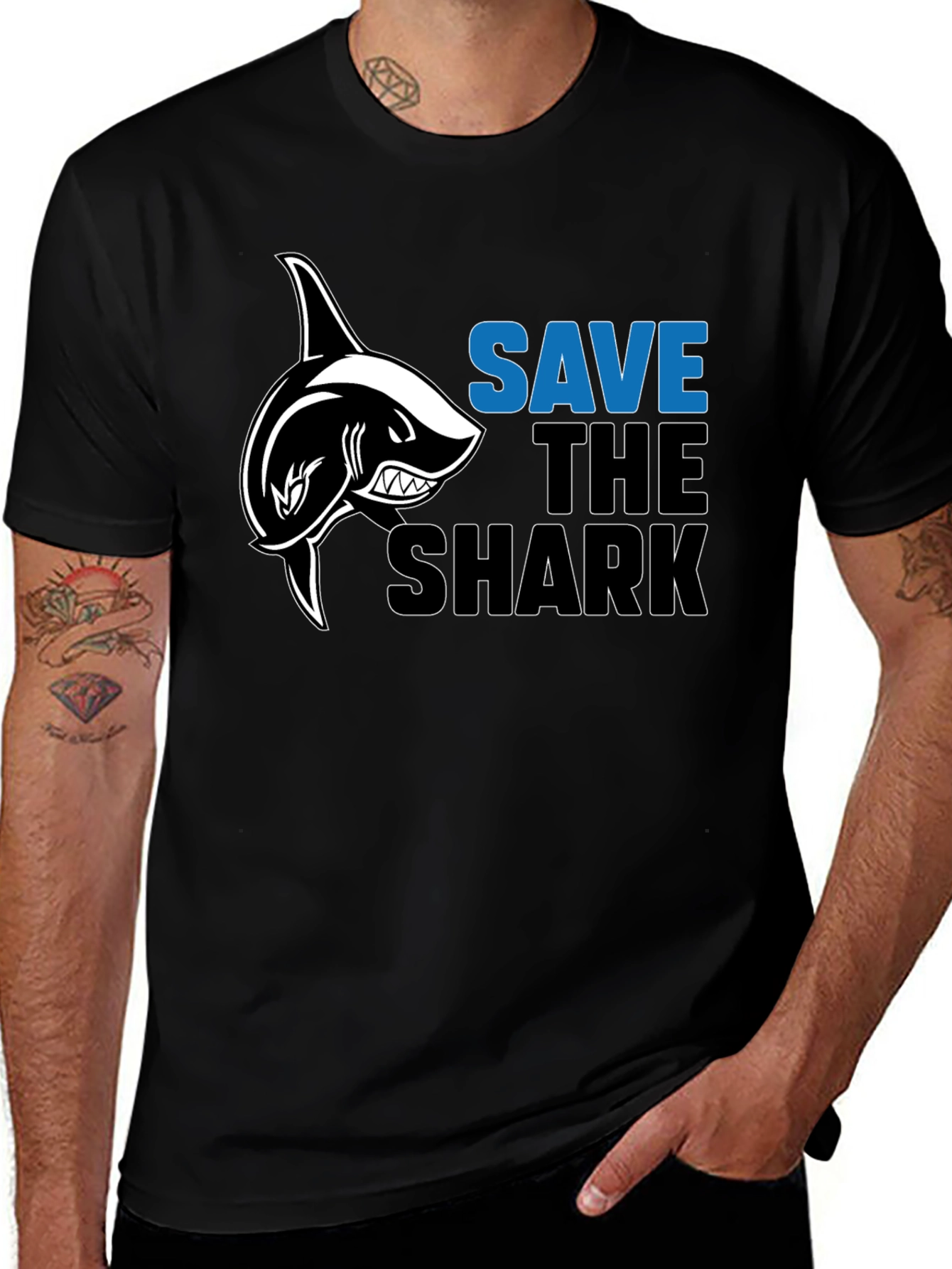 Variant 22 of Save The Sharks Graphic Tee - Black
