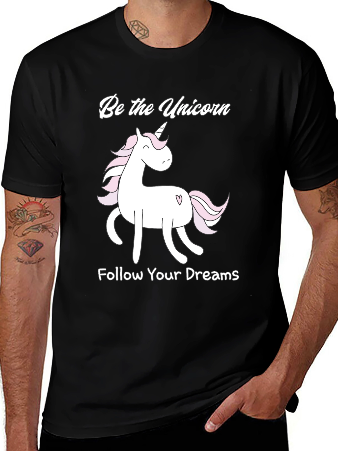Variant 20 of Unicorn Dreams Graphic Tee - Black Cotton T-Shirt