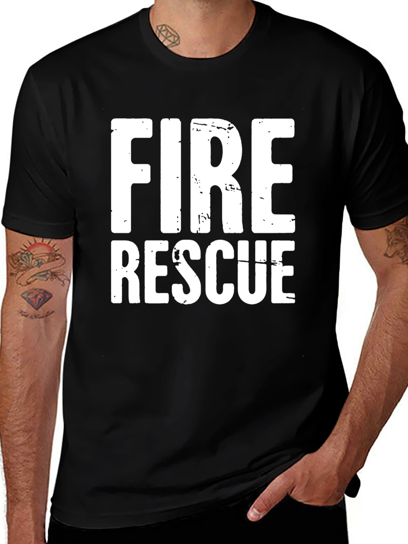 Variant 3 of Fire Rescue T-Shirt - Black Cotton Blend