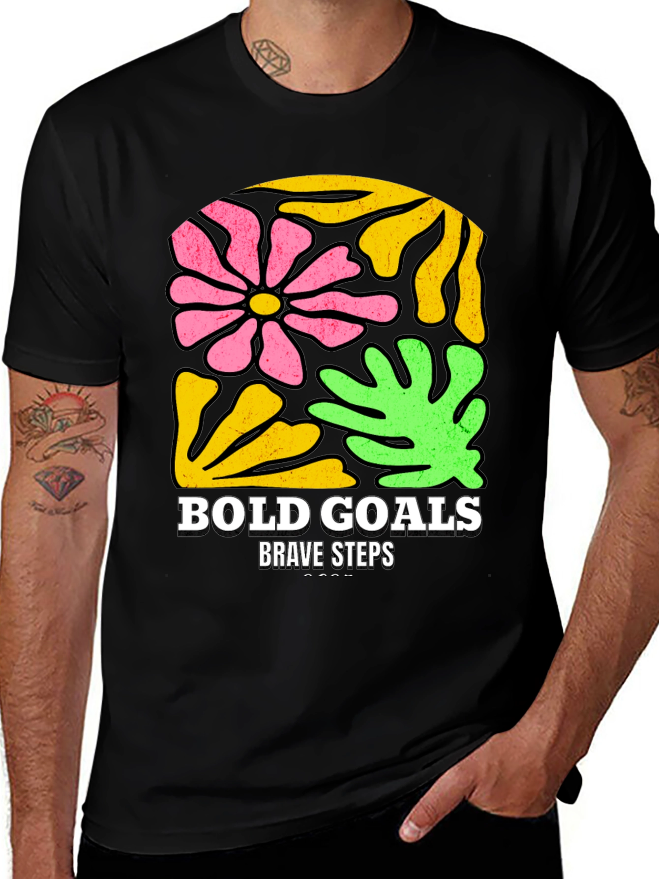Variant 23 of Bold Goals T-Shirt - Floral Graphic Tee