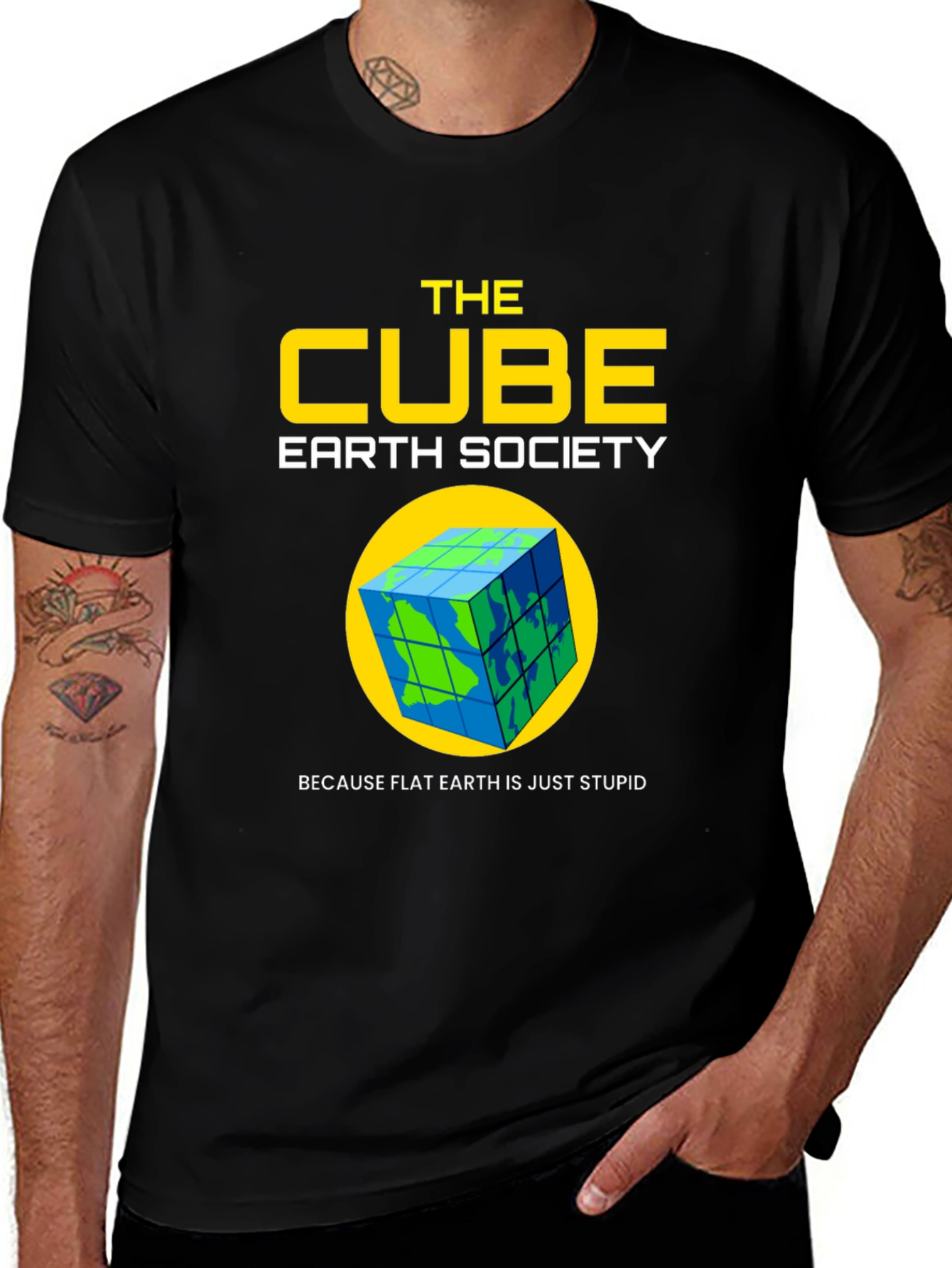 The Cube Earth Society T-Shirt - Anti Flat Earth Humor Tee