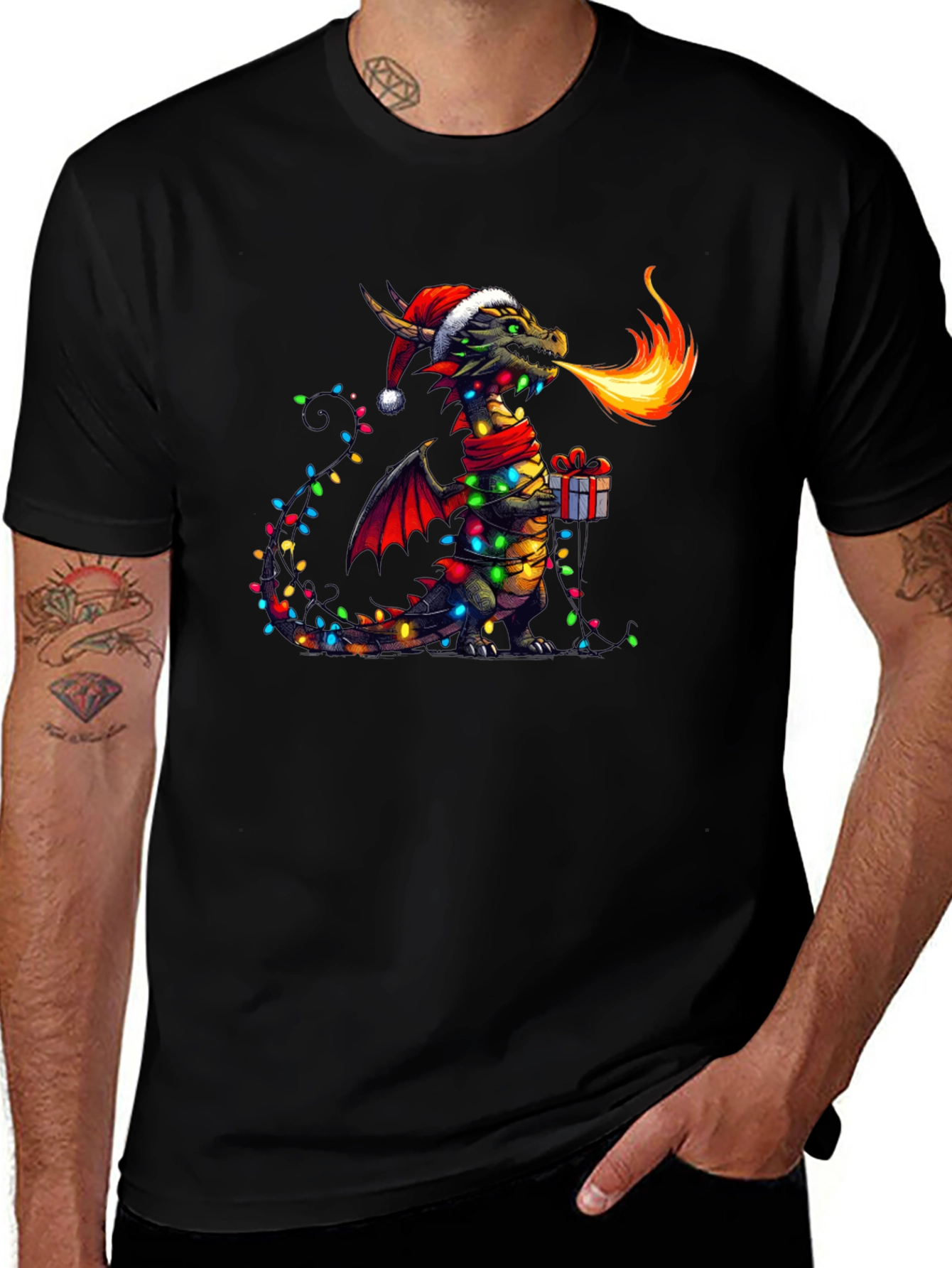 Christmas Dragon T-Shirt - Holiday Fire Breath