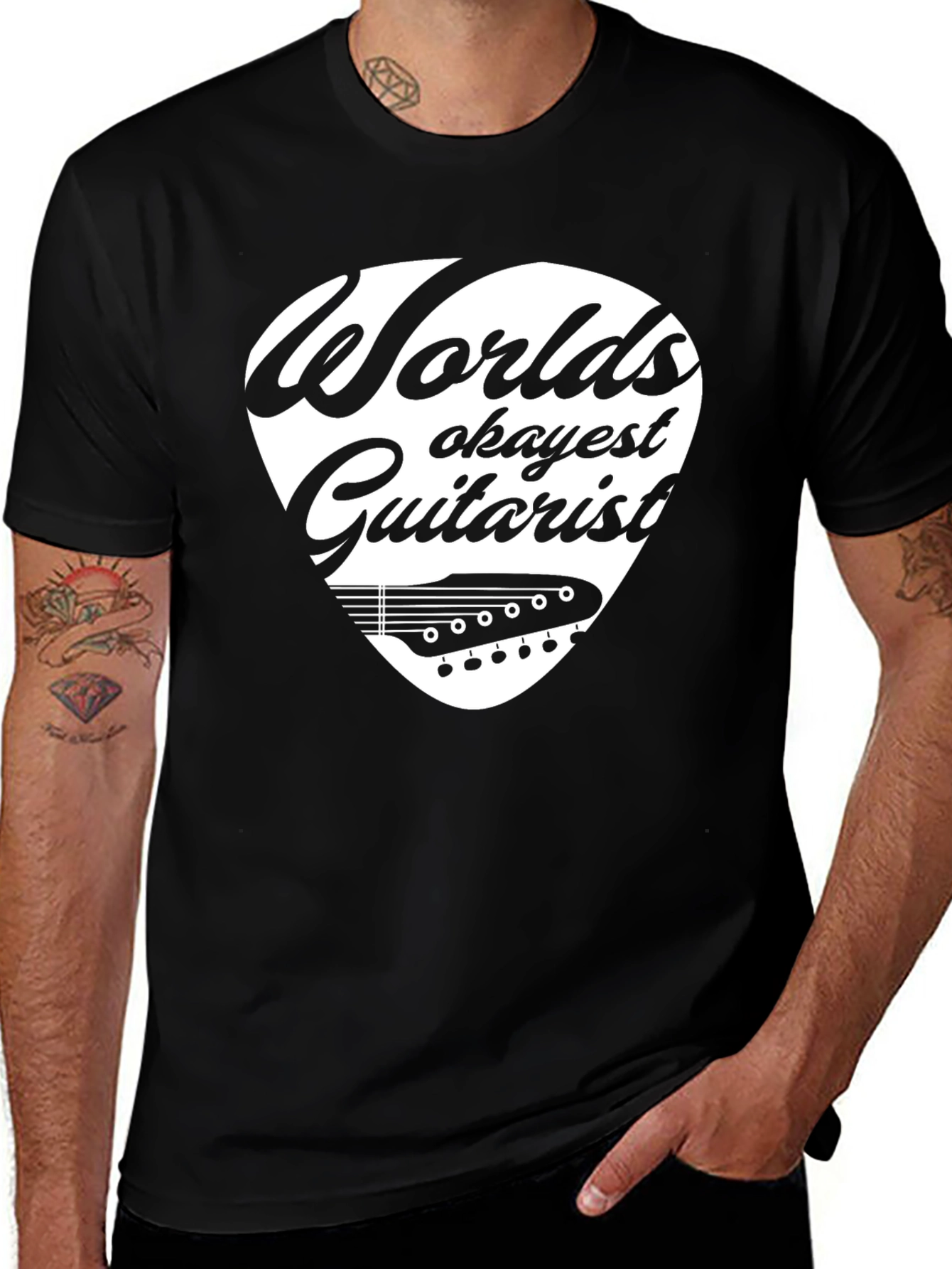 Variant 13 of World's Okayest Guitarist Black T-Shirt