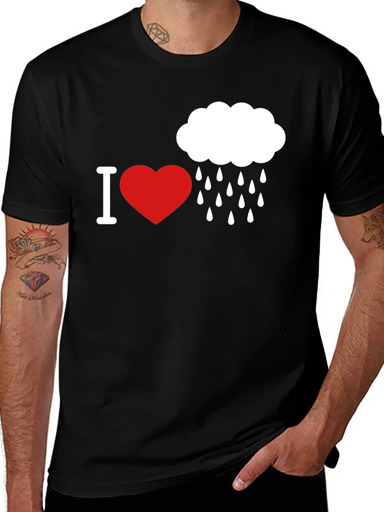 Variant 7 of I Heart Rain T-Shirt - Black Graphic Tee