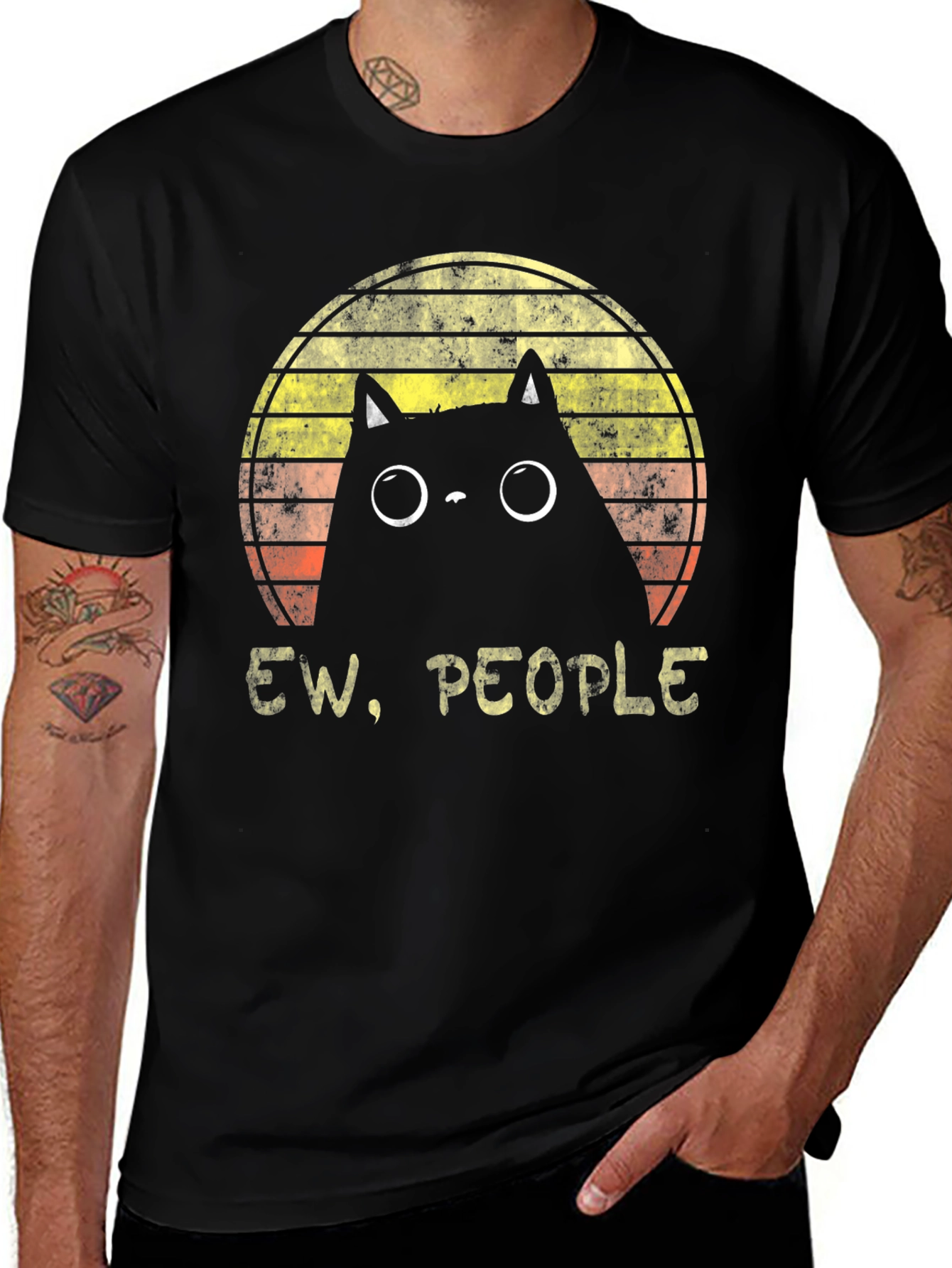 Variant 15 of Ew, People Funny Black Cat T-Shirt