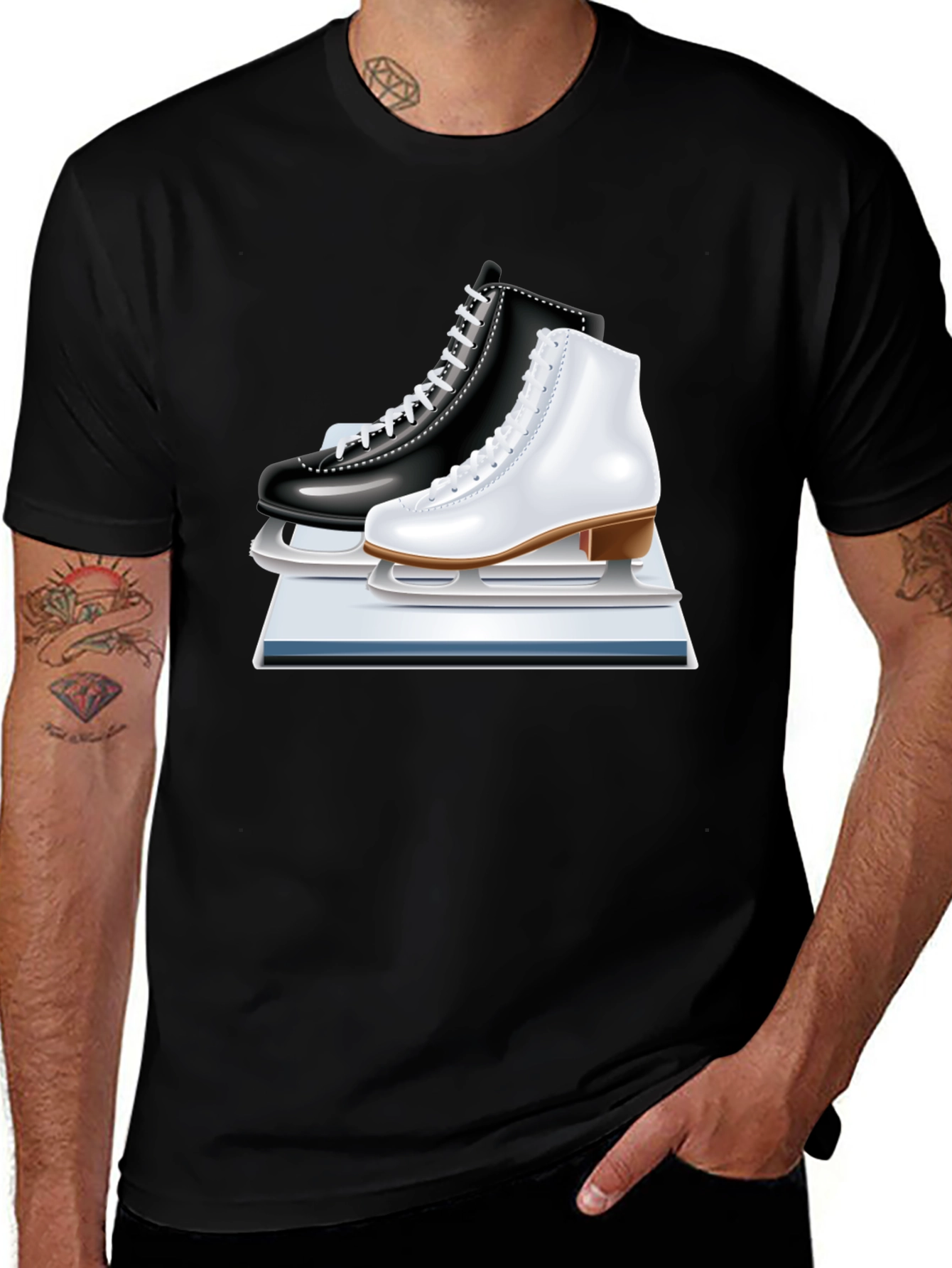 Black Ice Skating Tee - Figure Skates Graphic Shirt main image