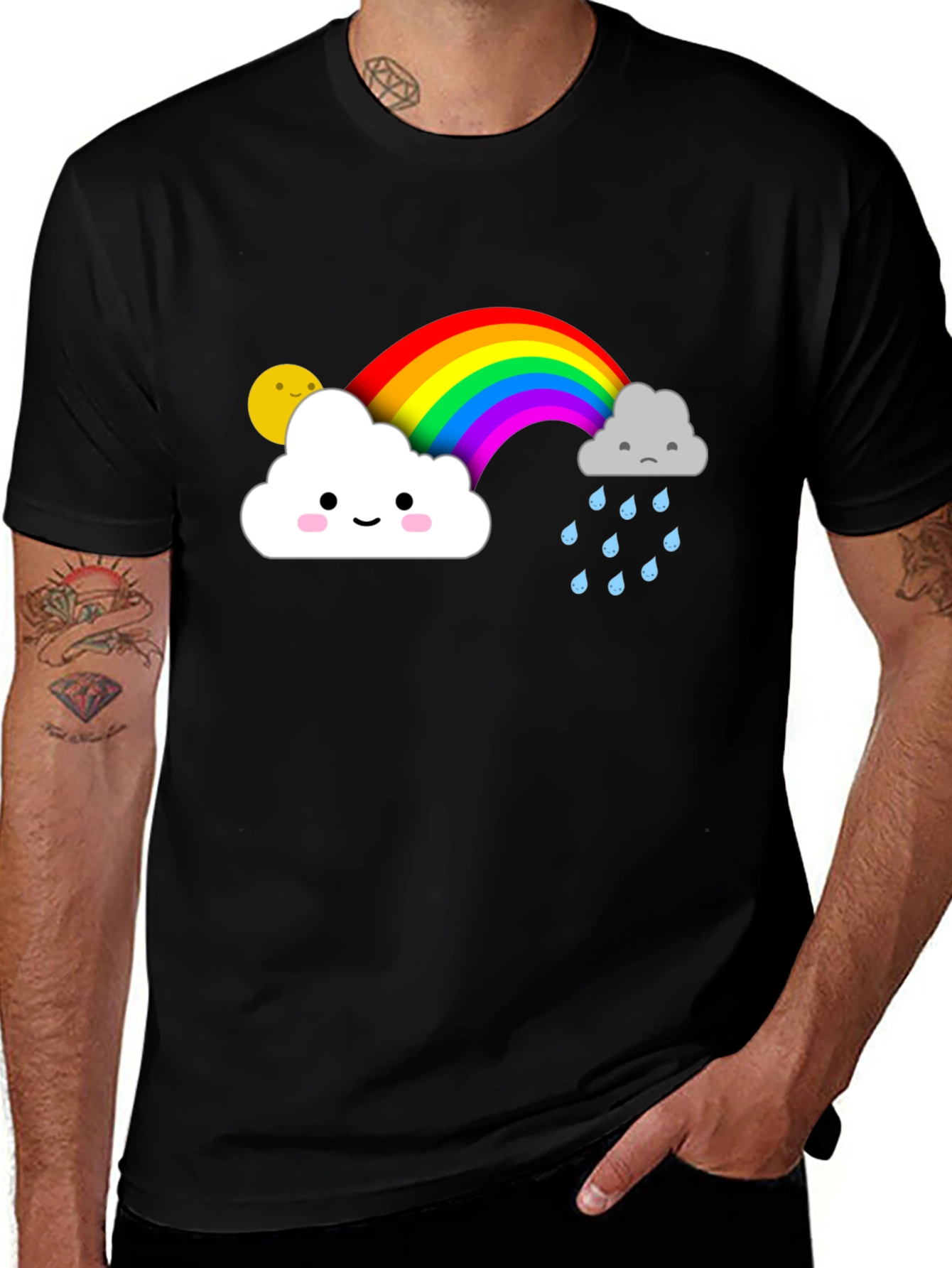 Variant 26 of Rainbow Cloud T-Shirt - Weather Graphic Tee