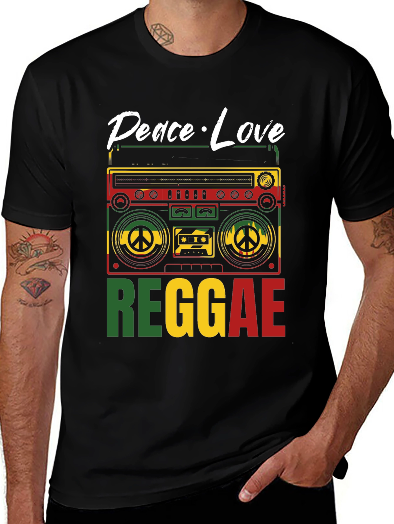 Variant 3 of Peace Love Reggae T-Shirt Boombox Music Tee