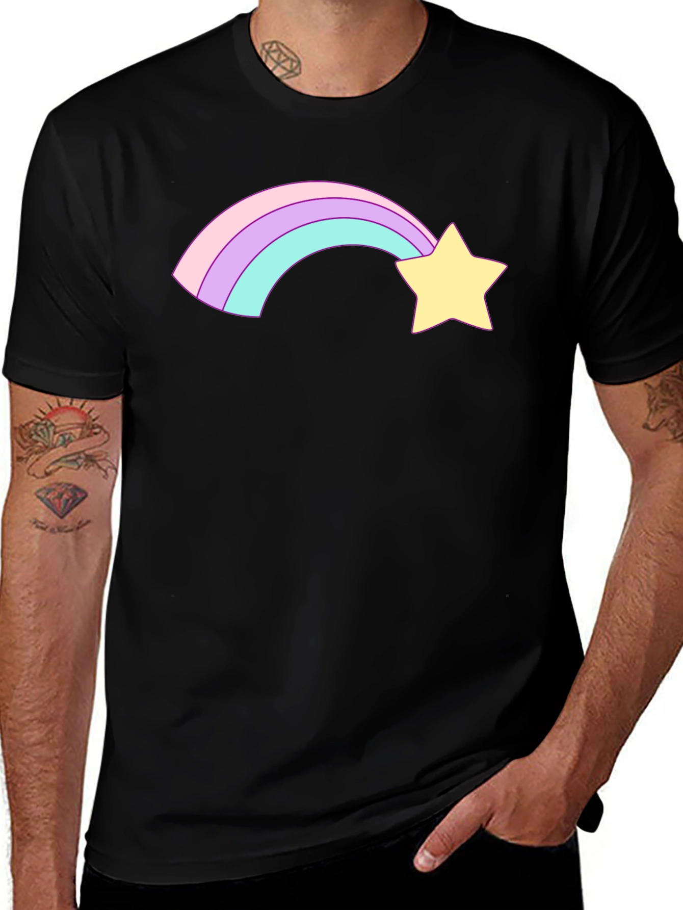 Variant 14 of Rainbow Star Black T-Shirt
