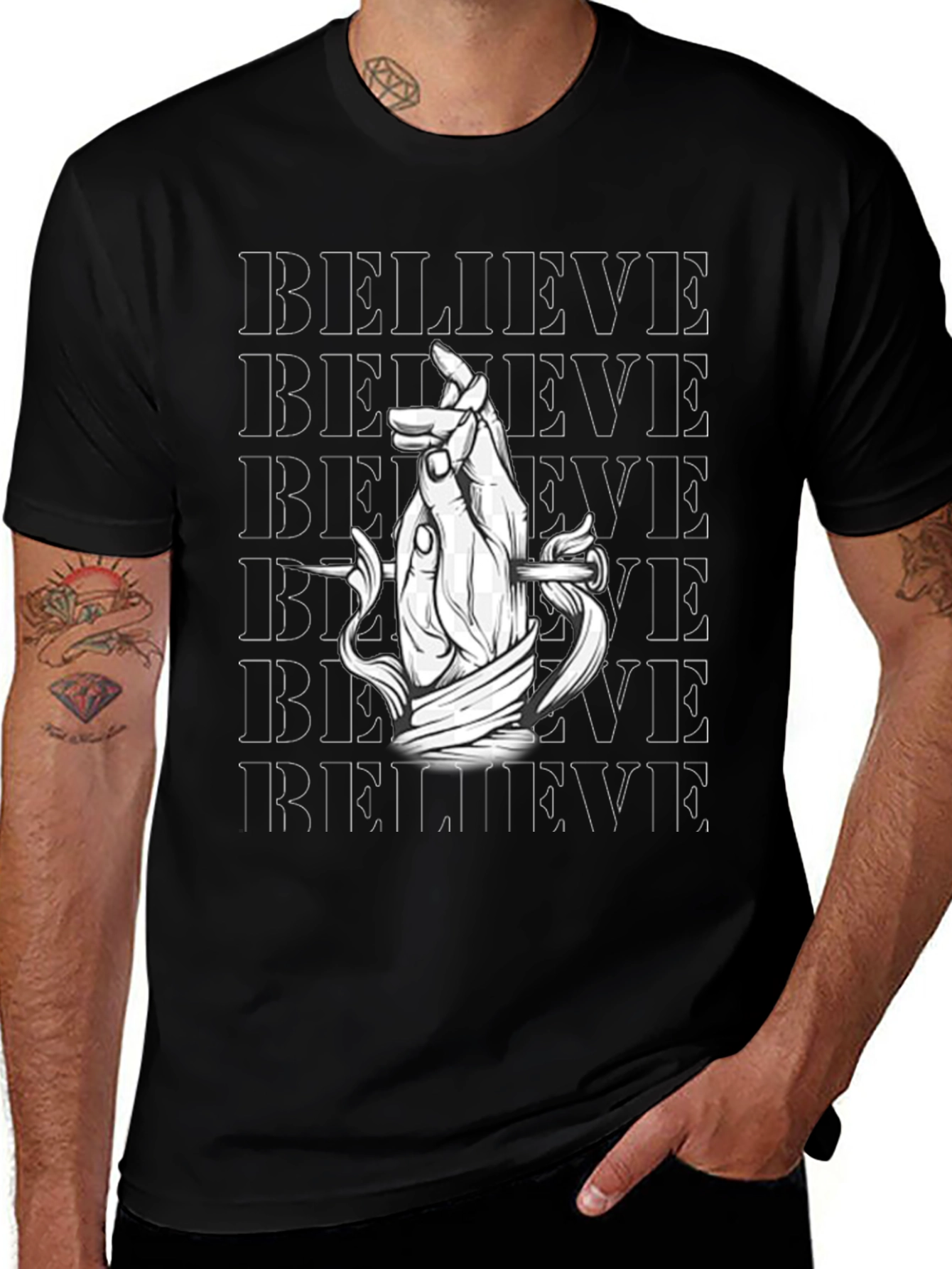 Variant 19 of Believe Graphic Print Black T-Shirt