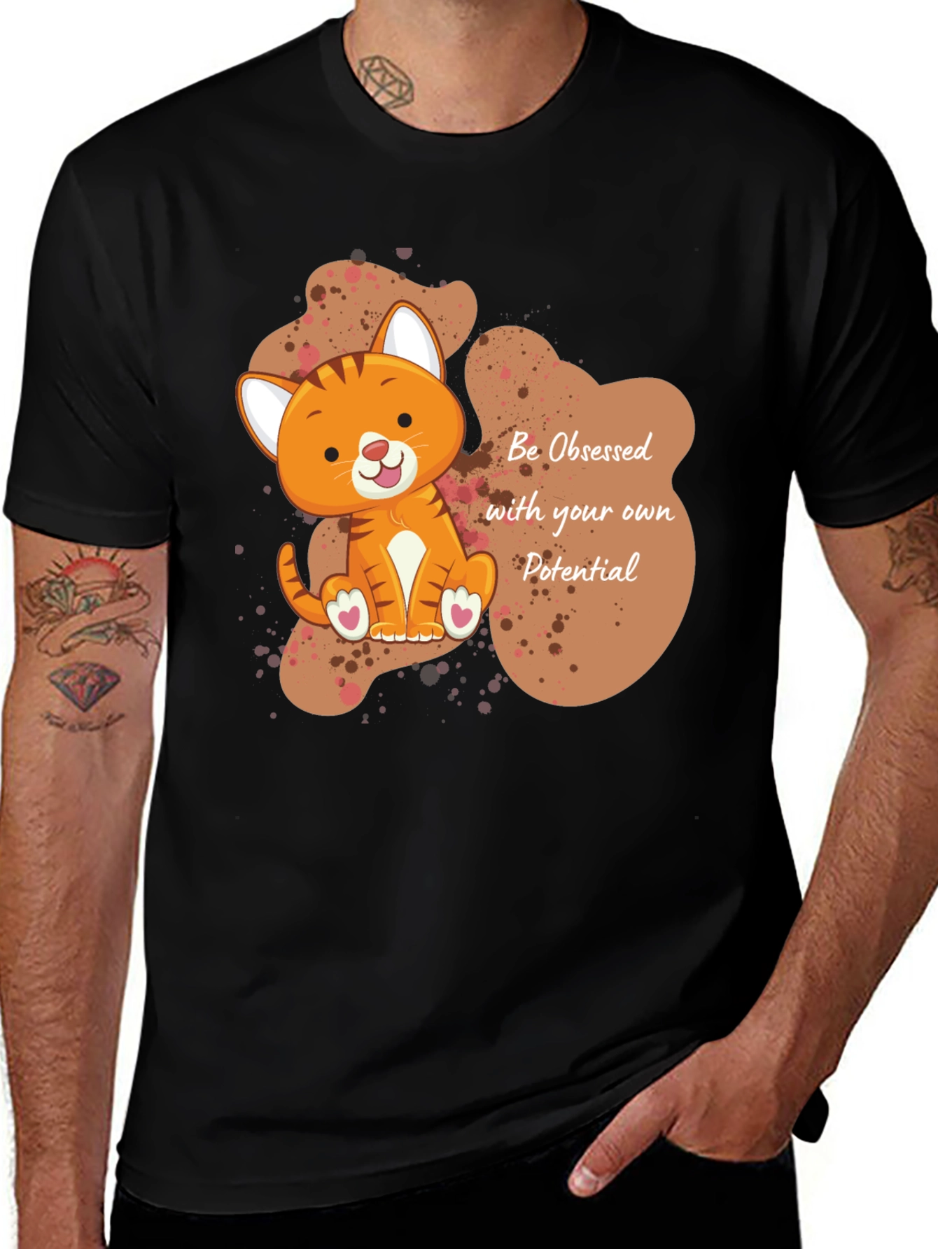 Variant 16 of Cute Cat Obsessed With Potential Black T-Shirt