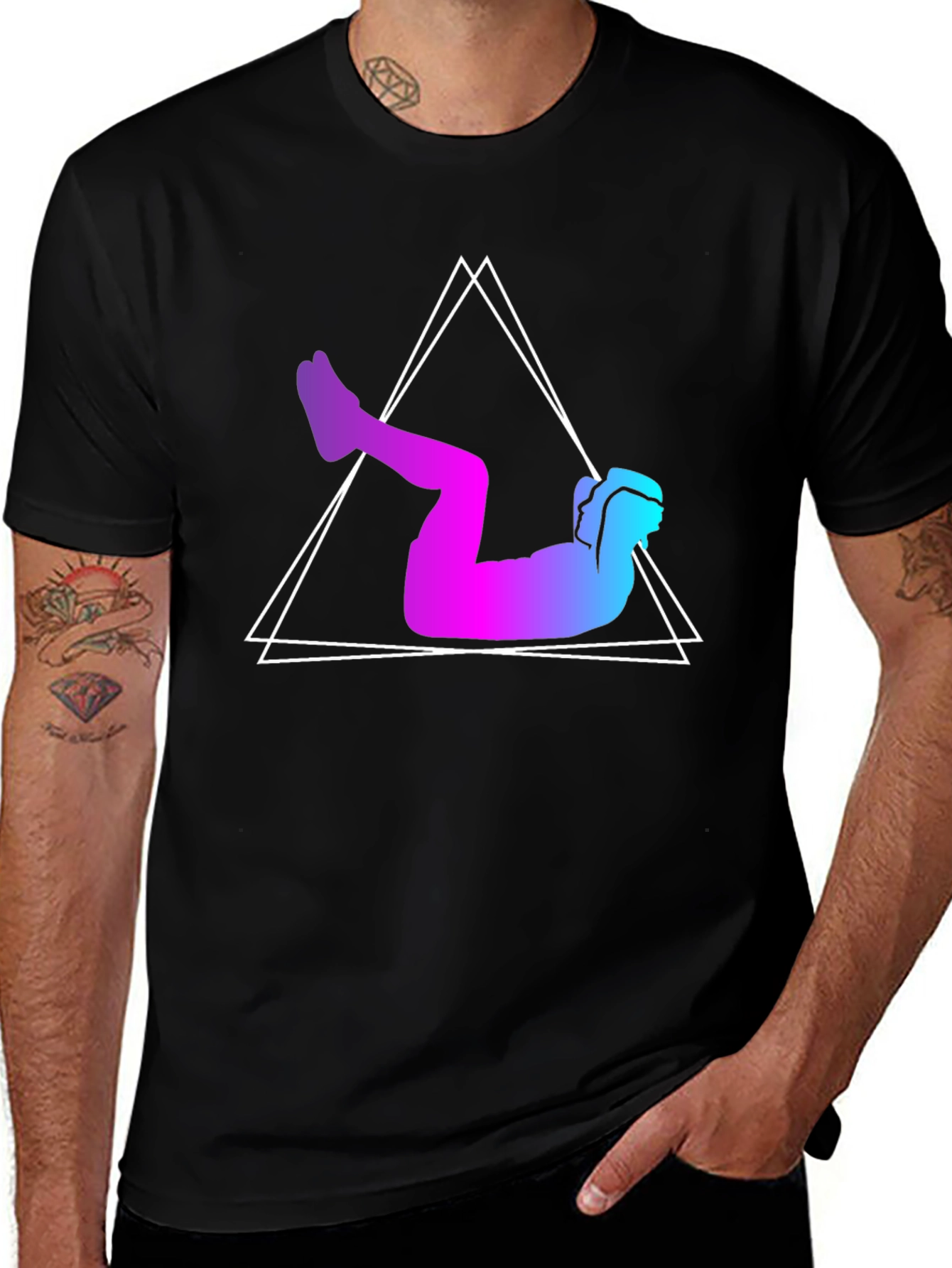 Variant 12 of Gradient Workout Graphic Tee - Black Cotton Blend