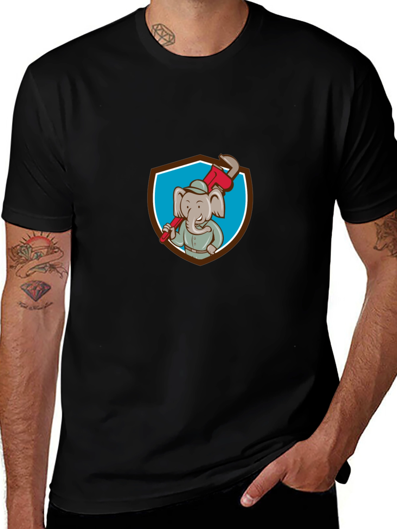 Variant 21 of Elephant Plumber Cartoon Graphic T-Shirt