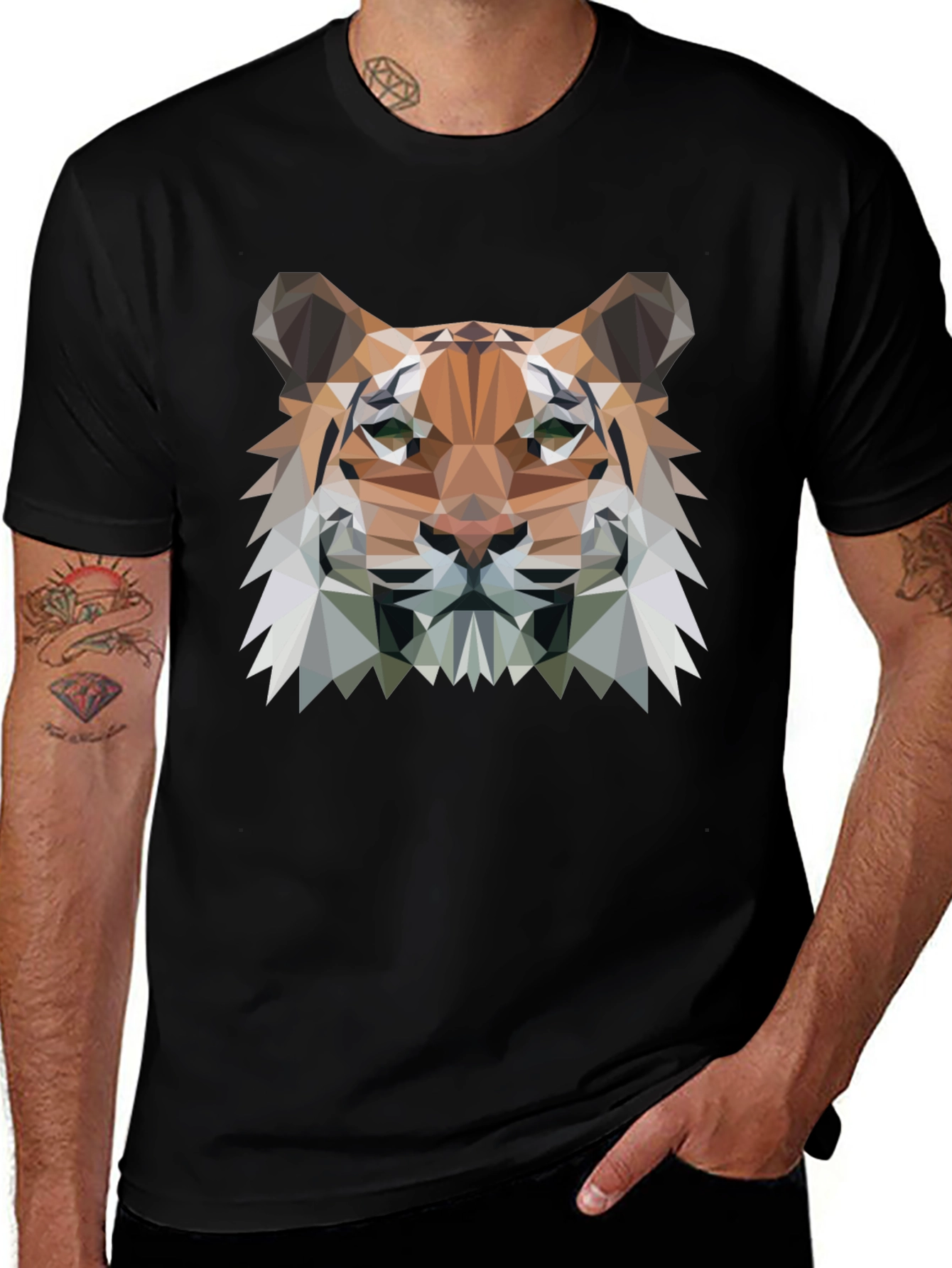 Variant 29 of Geometric Tiger Graphic Tee - Modern Style