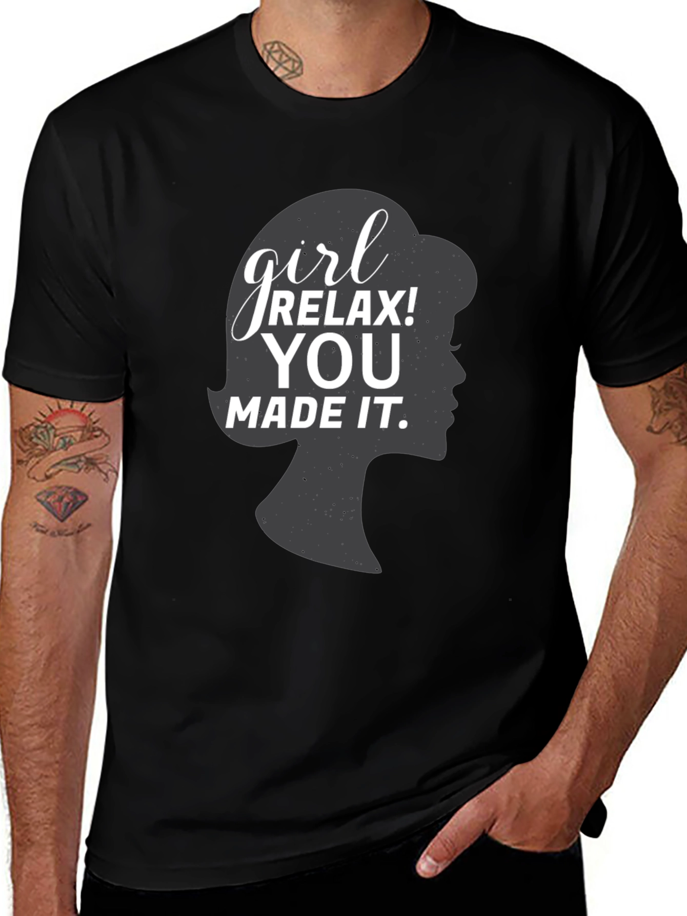 Variant 10 of Girl Relax You Made It Black Graphic Tee