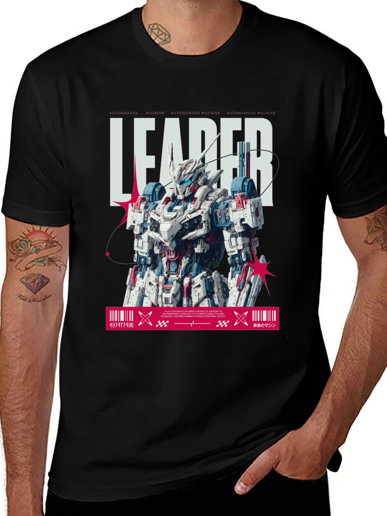 Variant 29 of Leader Robot Graphic Tee - Black