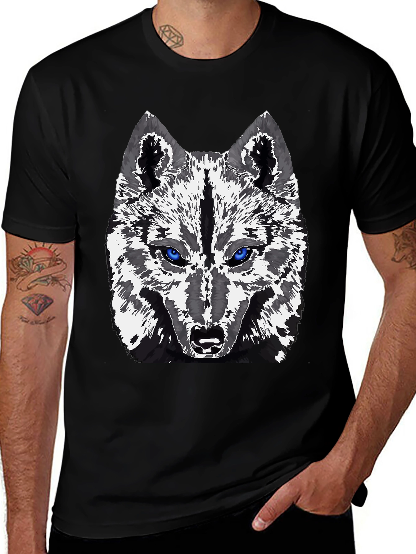 Variant 17 of Wolf Graphic T-Shirt - Blue Eyes Animal Tee