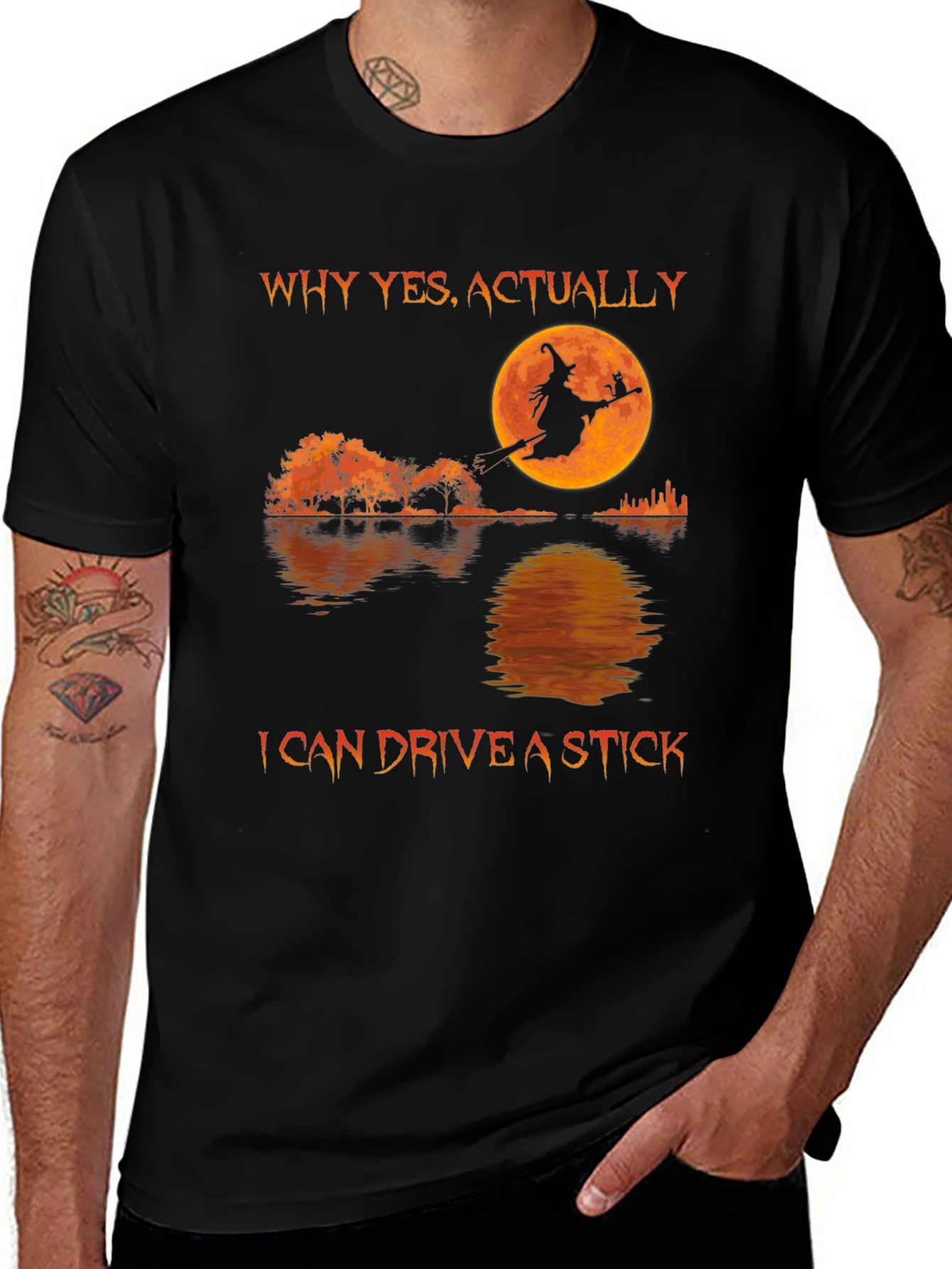 Variant 16 of Witch Silhouette T-Shirt - I Can Drive A Stick