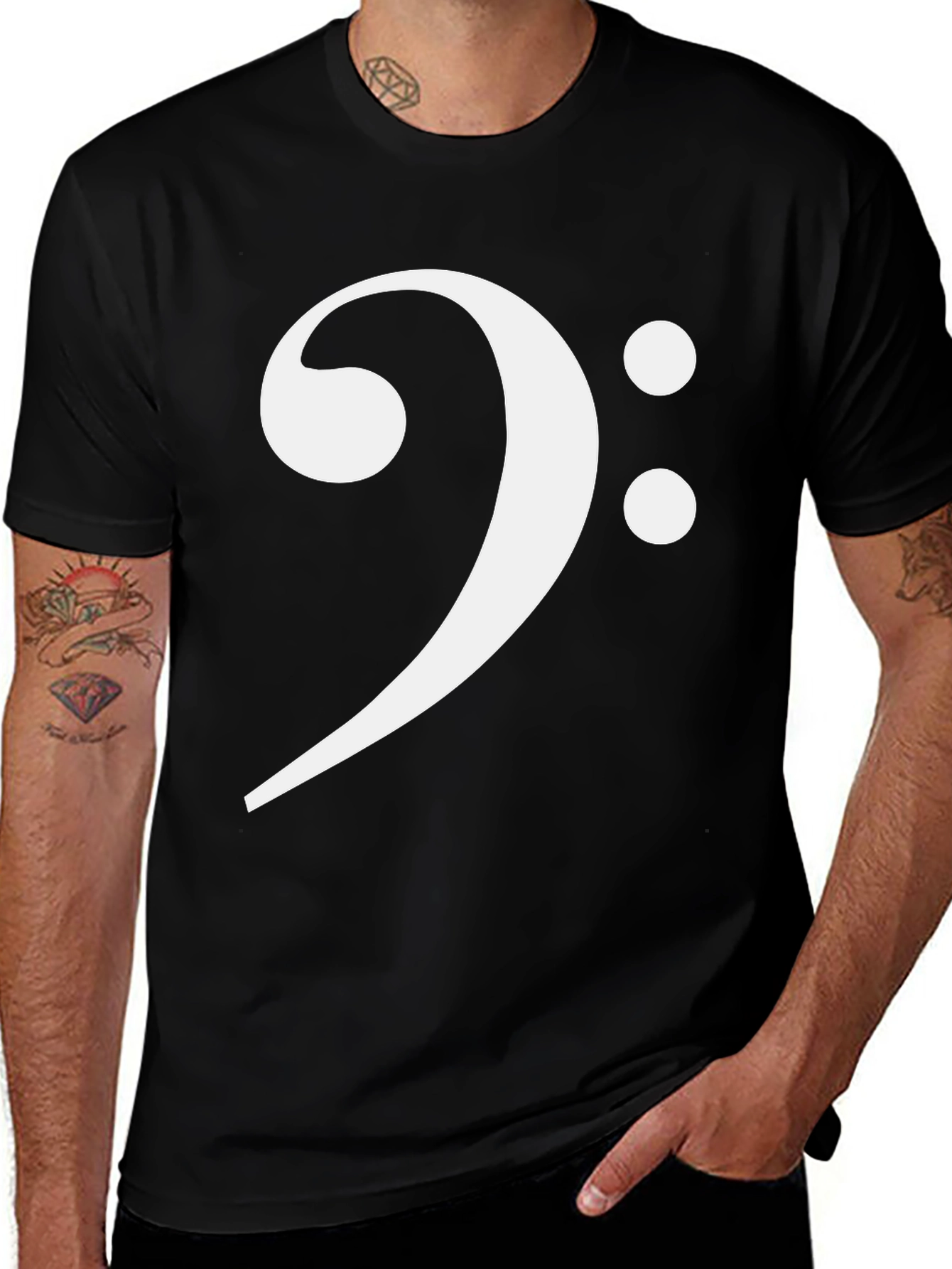 Bass Clef Black T-Shirt - Music Lover Tee