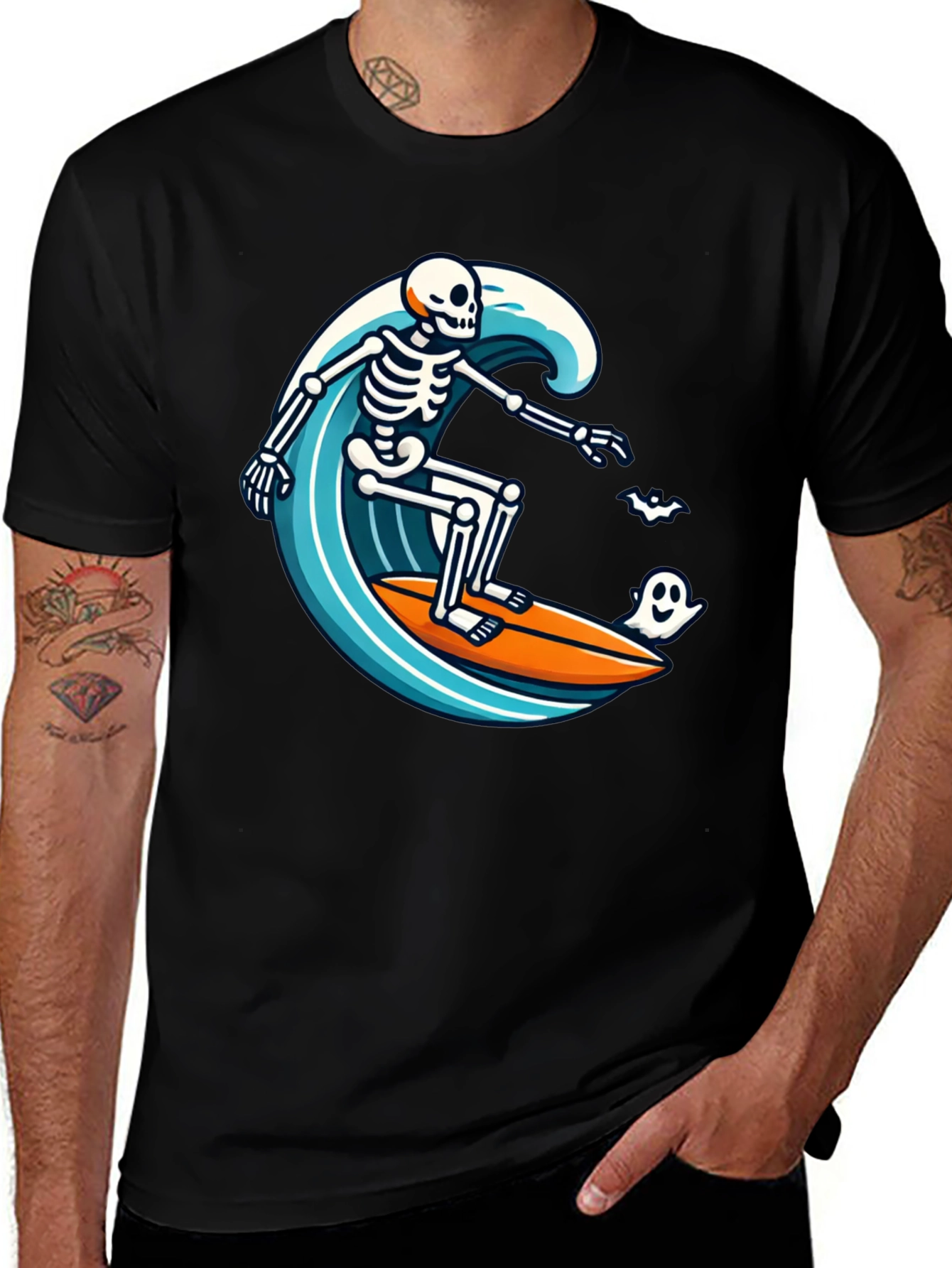 Variant 19 of Skeleton Surfing Halloween T-Shirt
