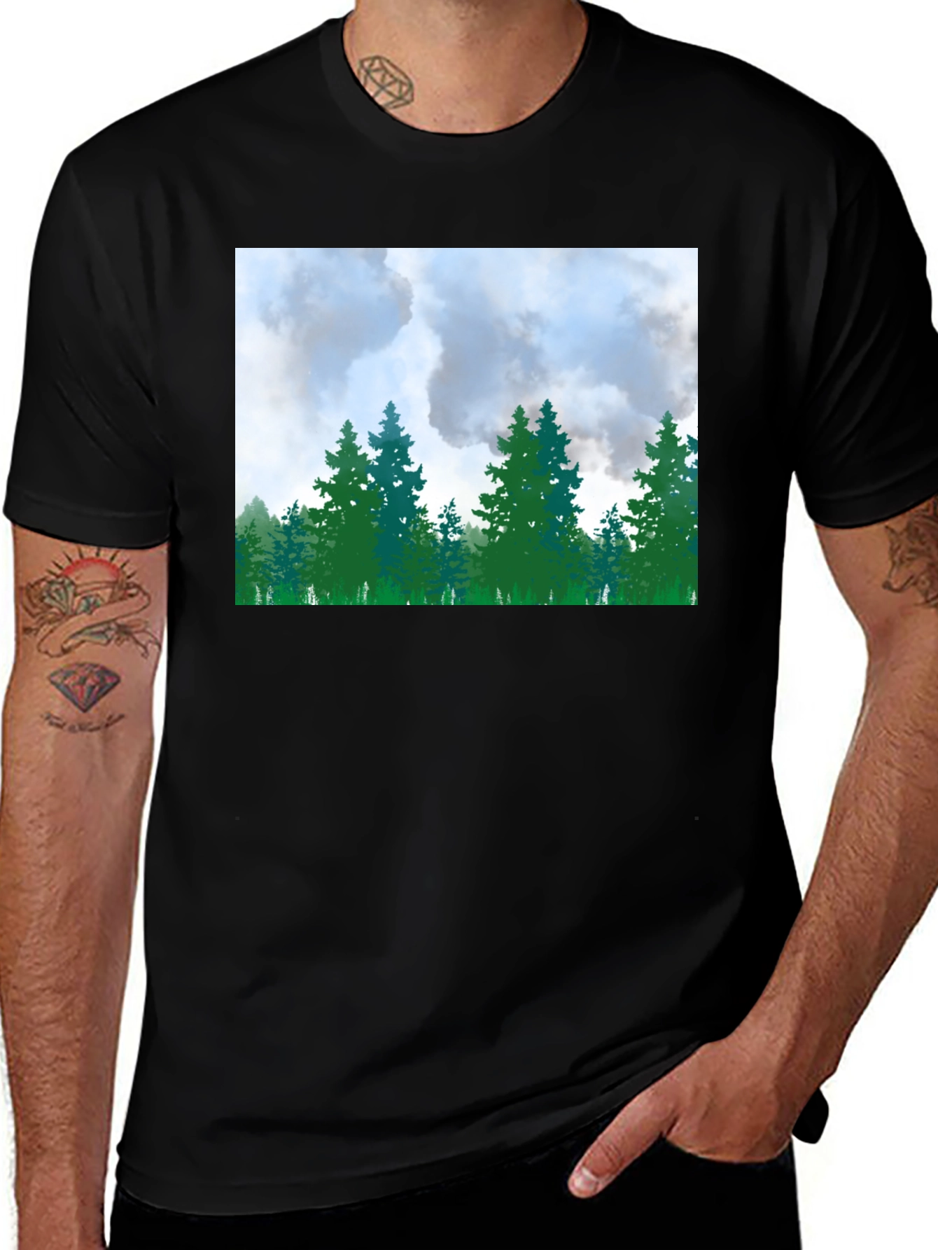 Variant 23 of Nature Forest T-Shirt - Men's Black Tee