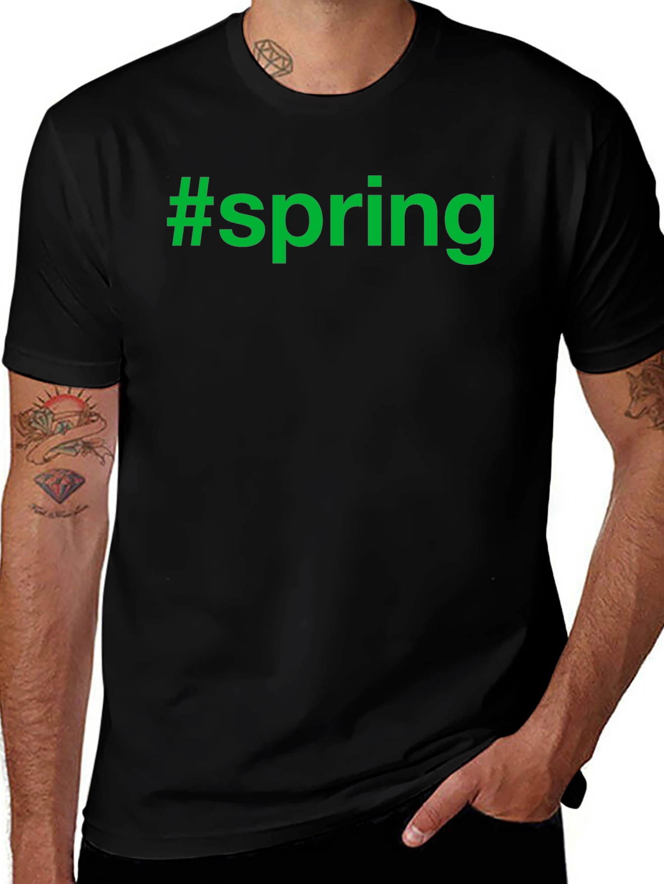 Variant 22 of Spring Hashtag Tee - Mens Black Crew Neck Short Sleeve