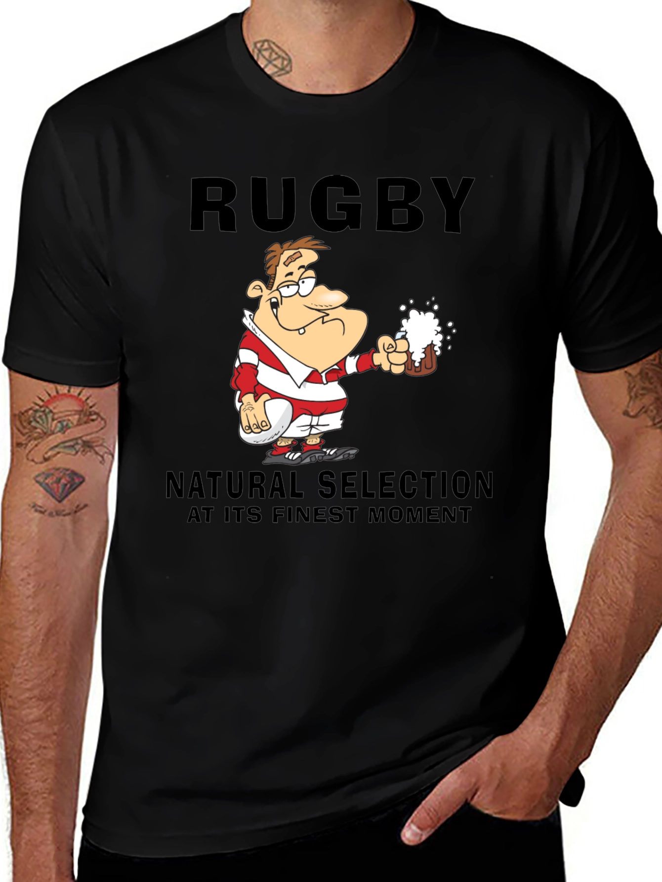 Variant 15 of Rugby Beer T-Shirt: Natural Selection Humor Tee