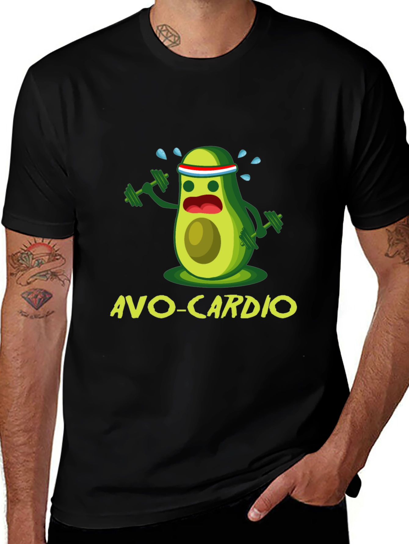 Variant 26 of Avo-Cardio Black T-Shirt, Funny Avocado Workout Tee