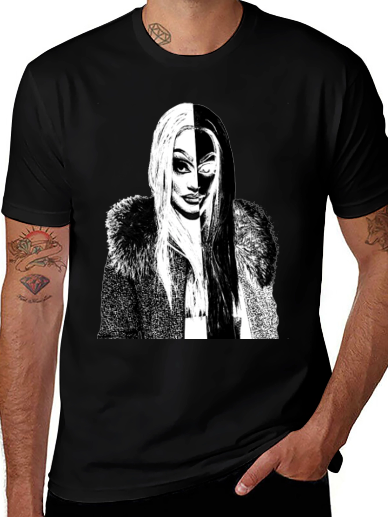 Variant 8 of Bianca Del Rio Half Face T-Shirt - Drag Queen Style