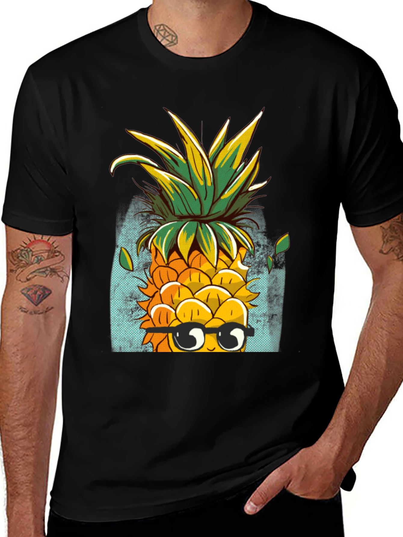 Variant 20 of Cool Pineapple Graphic Tee - Quirky Black T-Shirt