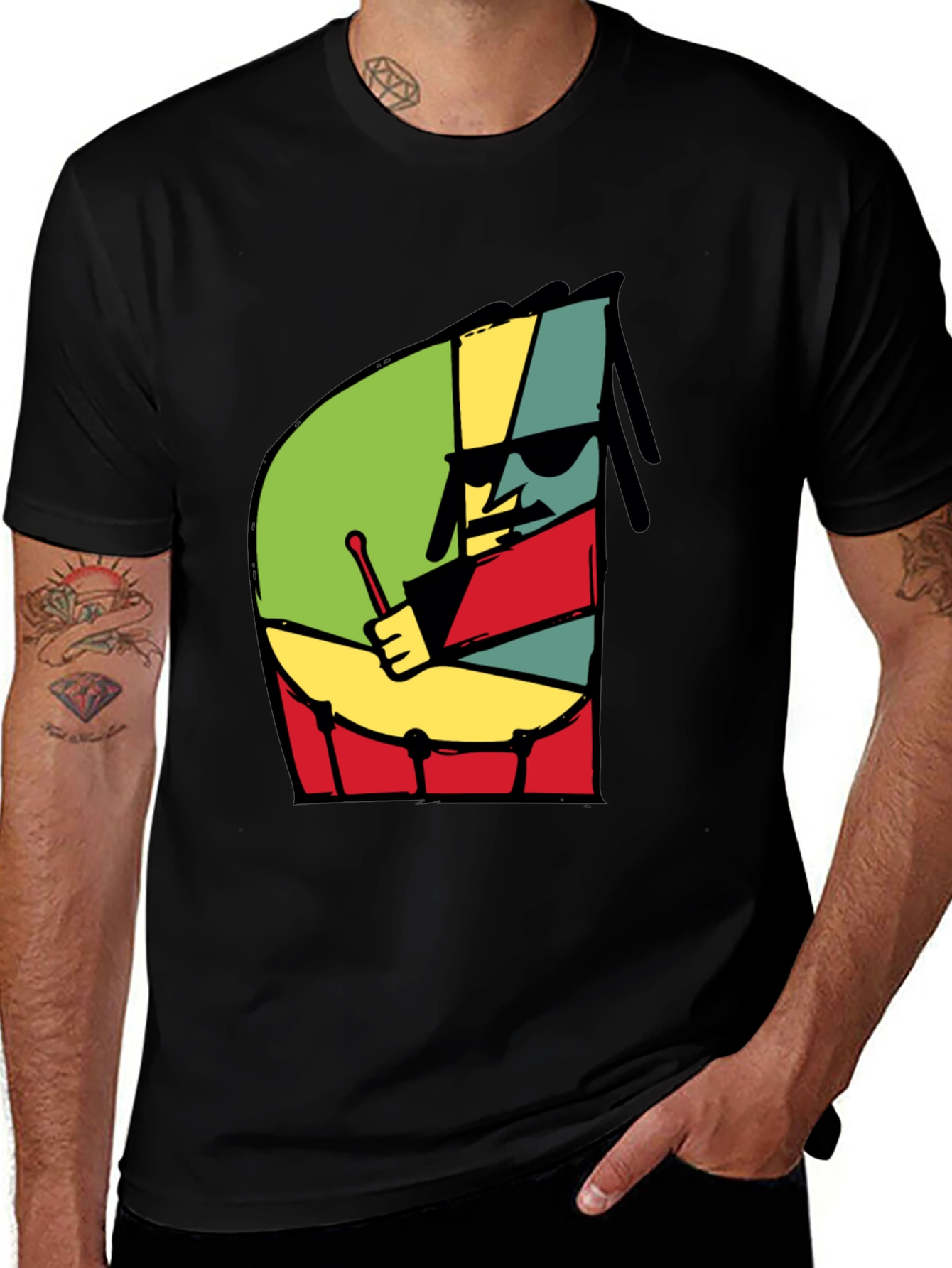 Rasta Drummer T-Shirt - Reggae Music Graphic Tee