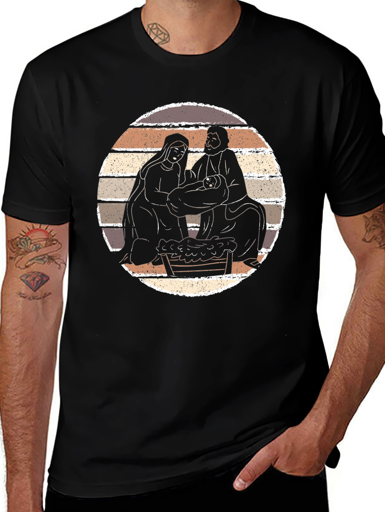 Variant 19 of Nativity Scene Graphic Tee - Black