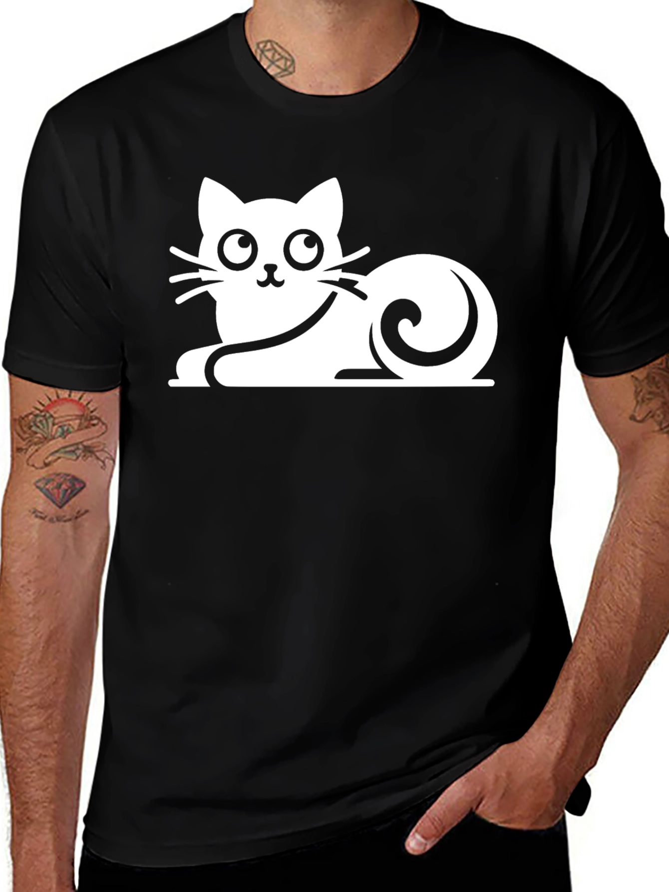 Variant 29 of Cool Cat T-Shirt - Black Cotton Graphic Tee