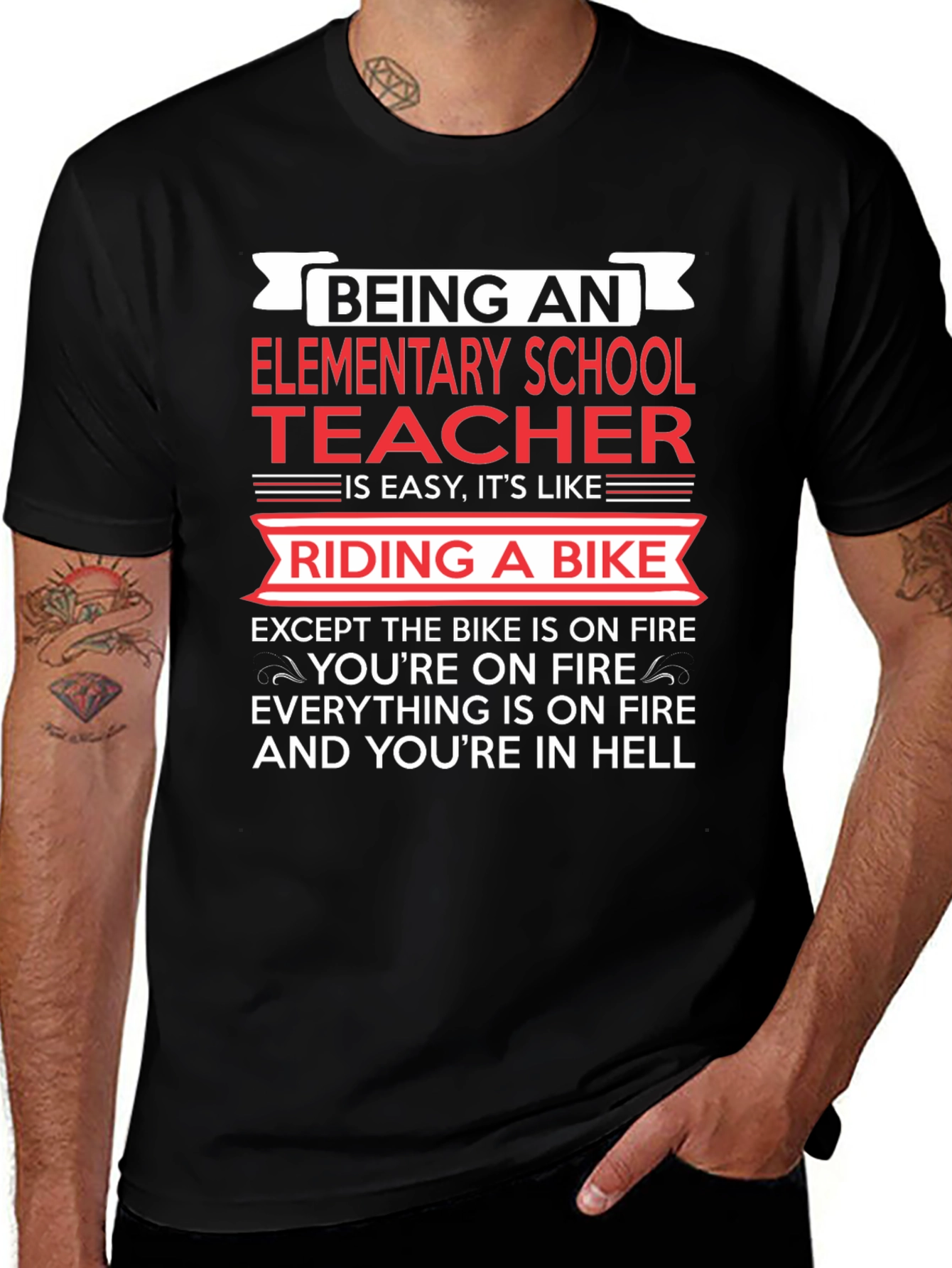 Variant 23 of Elementary School Teacher T-Shirt Funny Bike On Fire Tee