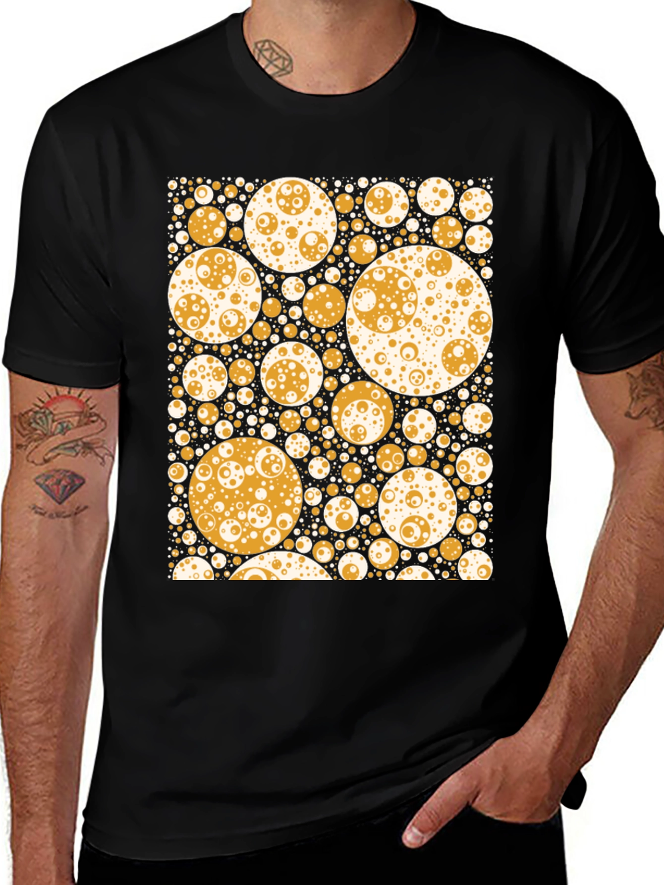 Variant 14 of Geometric Bubble Print T-Shirt - Black