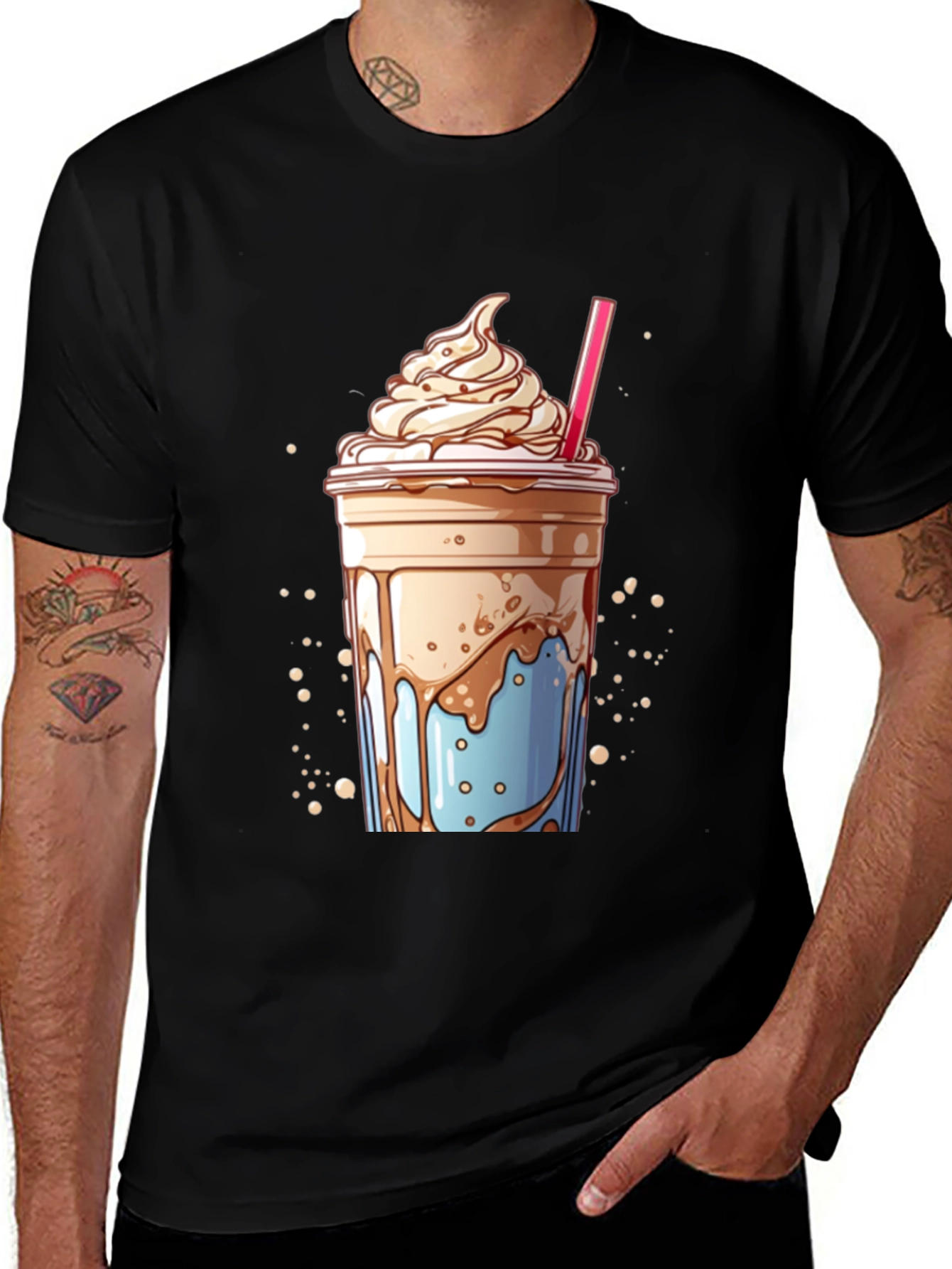 Variant 5 of Milkshake Graphic Tee - Unisex Black T-Shirt