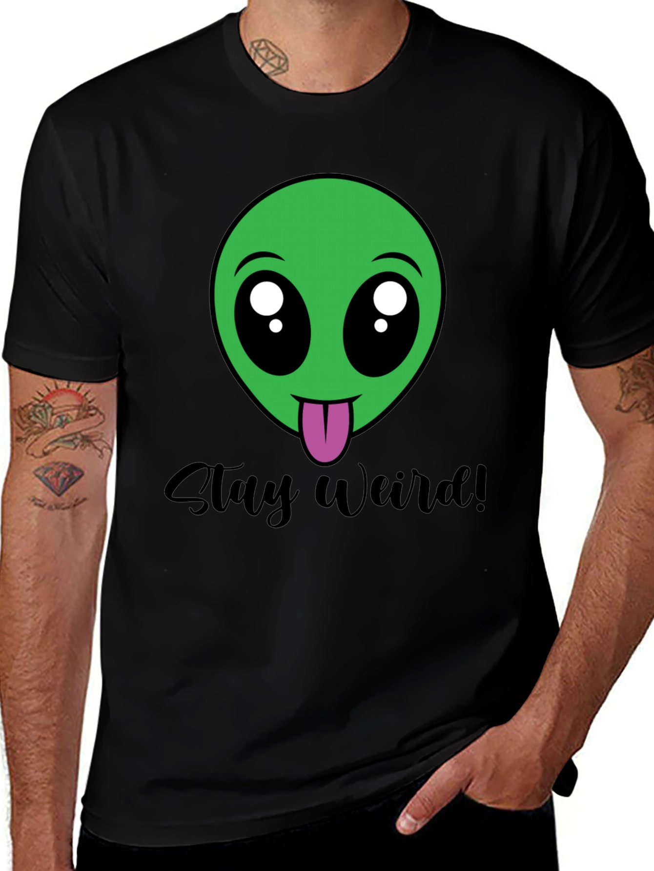 Black Stay Weird Alien Tee - Black main image