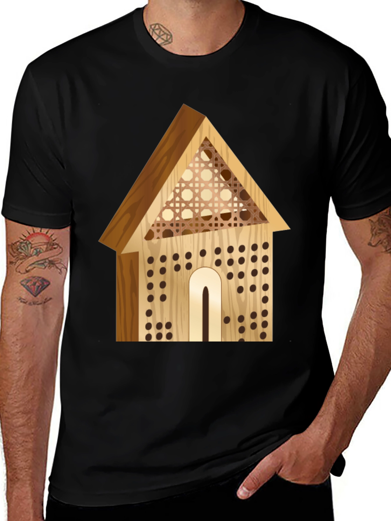 Bee House T-Shirt - Wooden Insect Hotel Graphic Tee