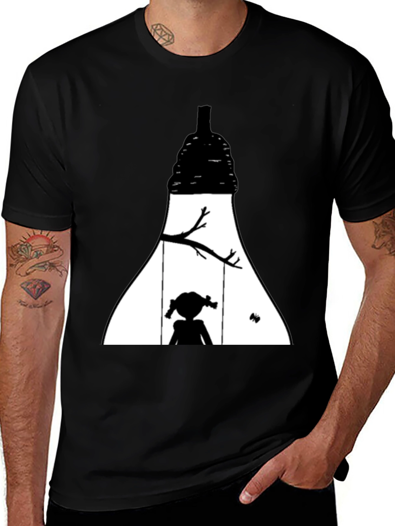 Variant 25 of Silhouette Scene Graphic Tee - Black Cotton T-Shirt