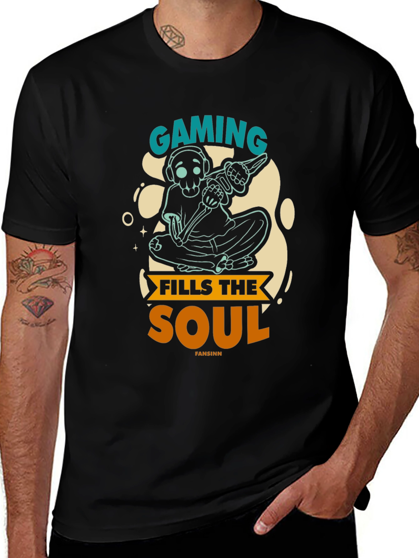 Variant 20 of Gaming Fills the Soul Black Graphic Tee