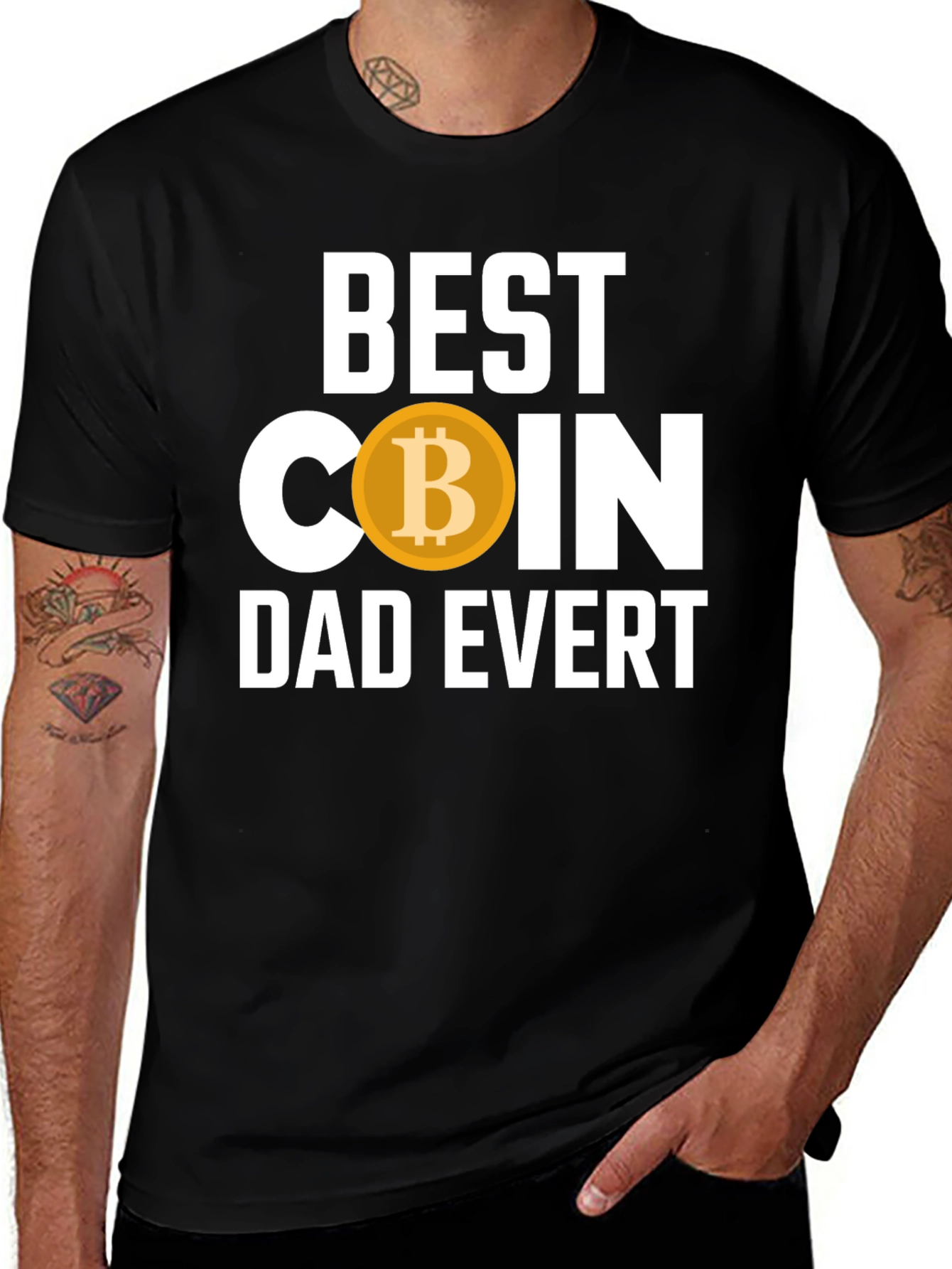 Black Best Coin Dad Ever T-Shirt - Crypto Bitcoin main image