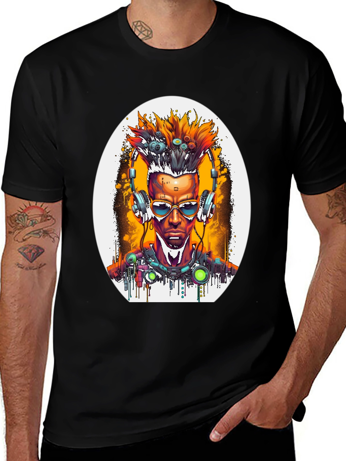 Black Cyberpunk Art T-Shirt main image