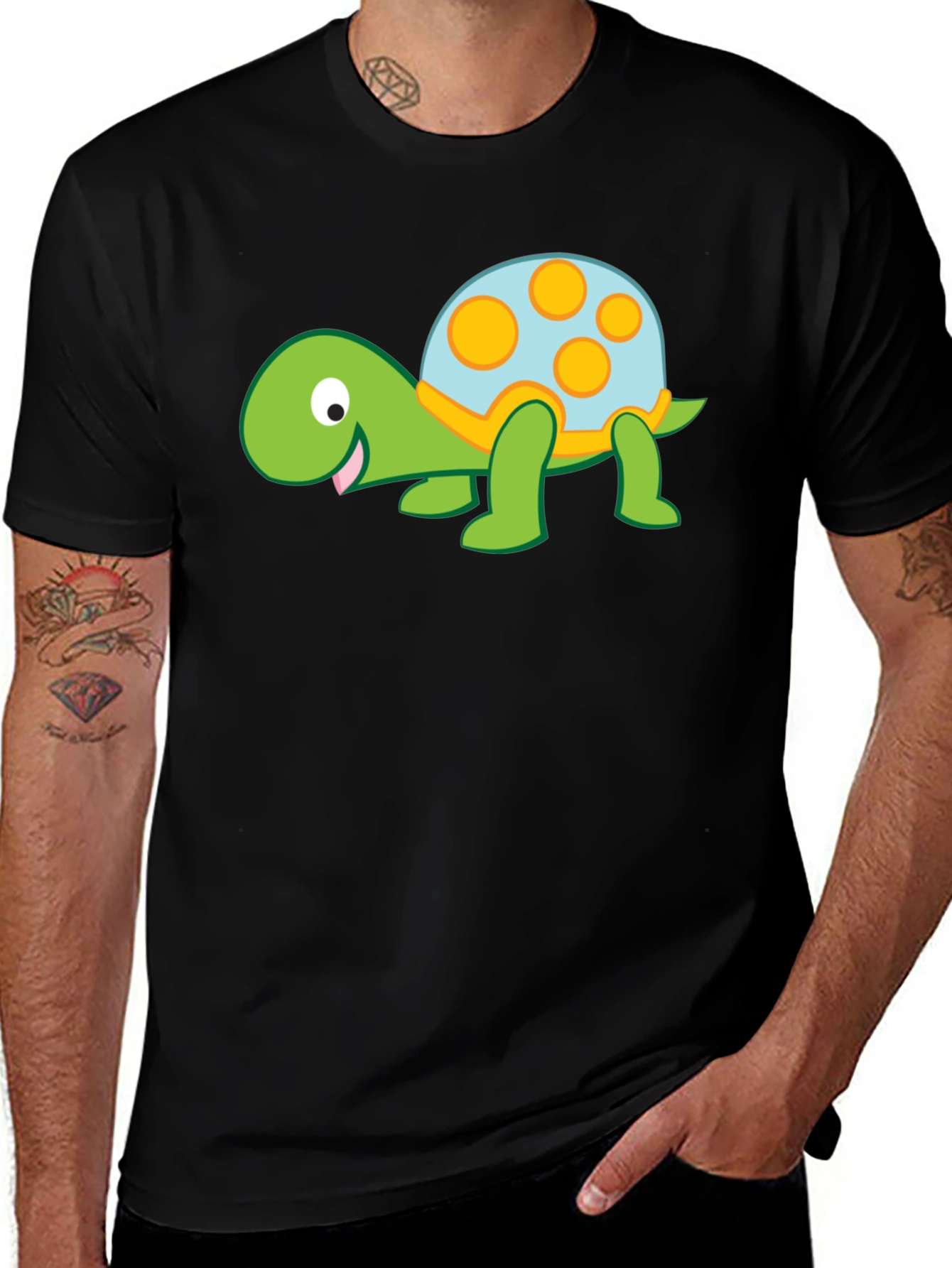 Variant 11 of Cute Cartoon Turtle Black T-Shirt