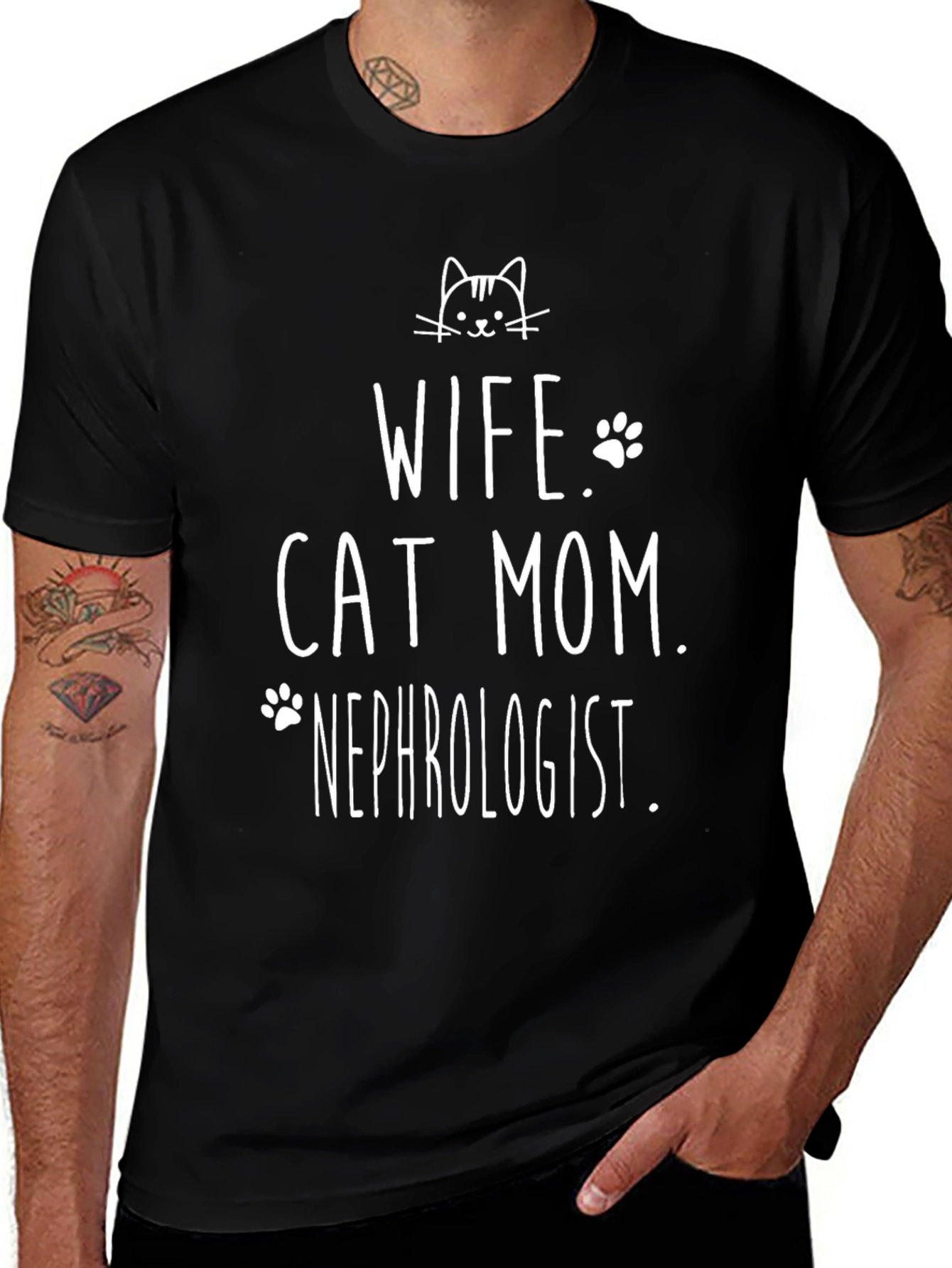 Variant 17 of Wife Cat Mom Nephrologist Graphic T-Shirt