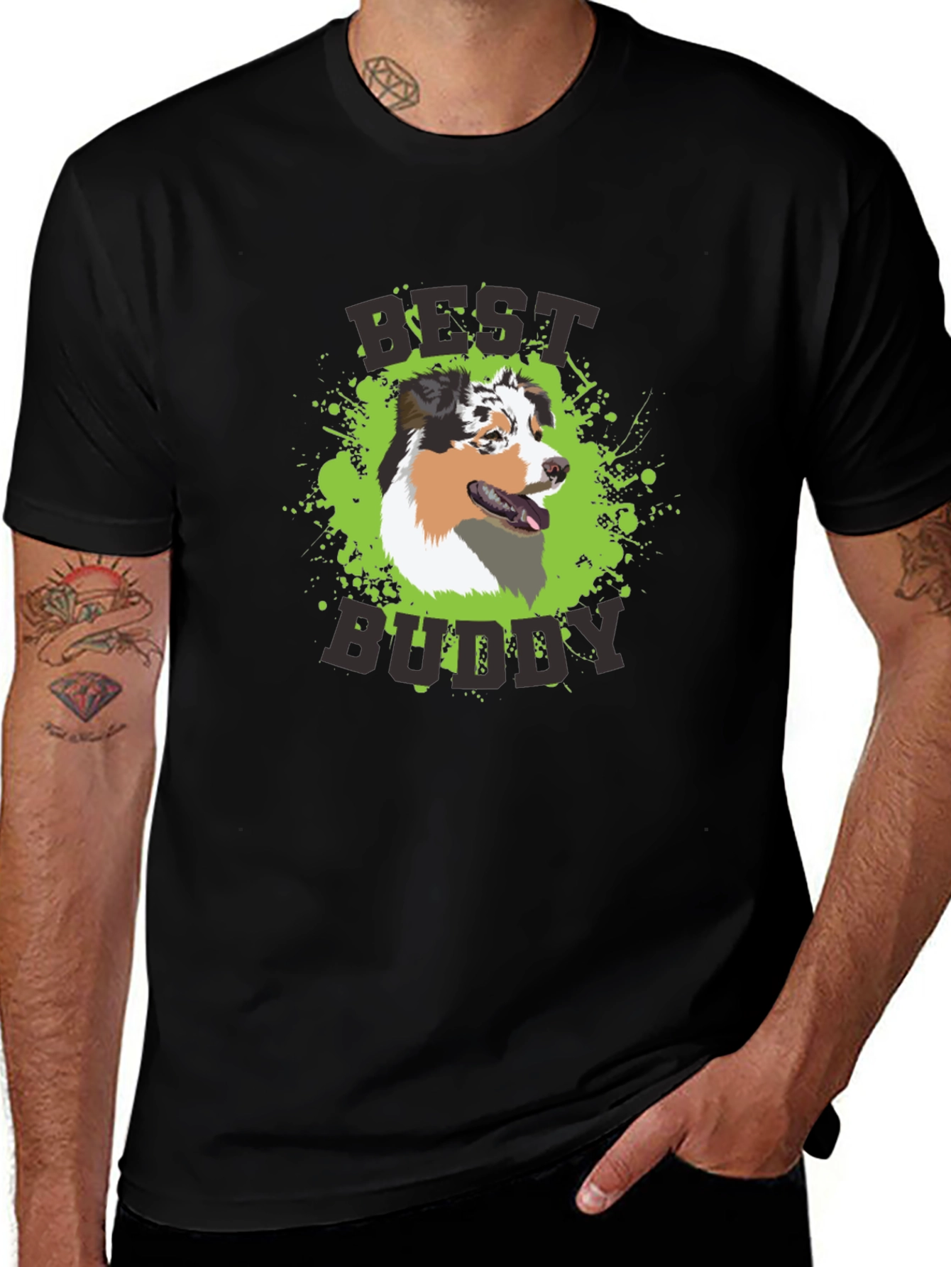 Variant 29 of Best Buddy Dog T-Shirt - Men's Black Tee