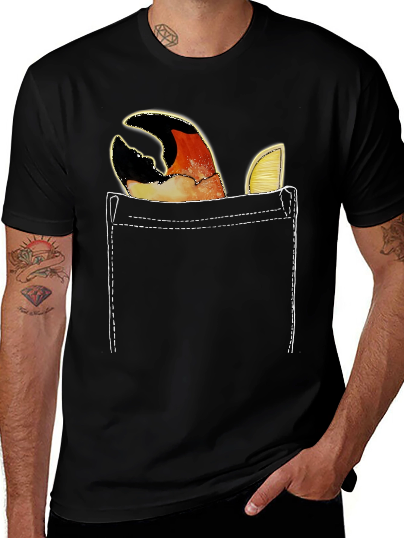 Variant 22 of Crab Claw Pocket T-Shirt - Novelty Tee